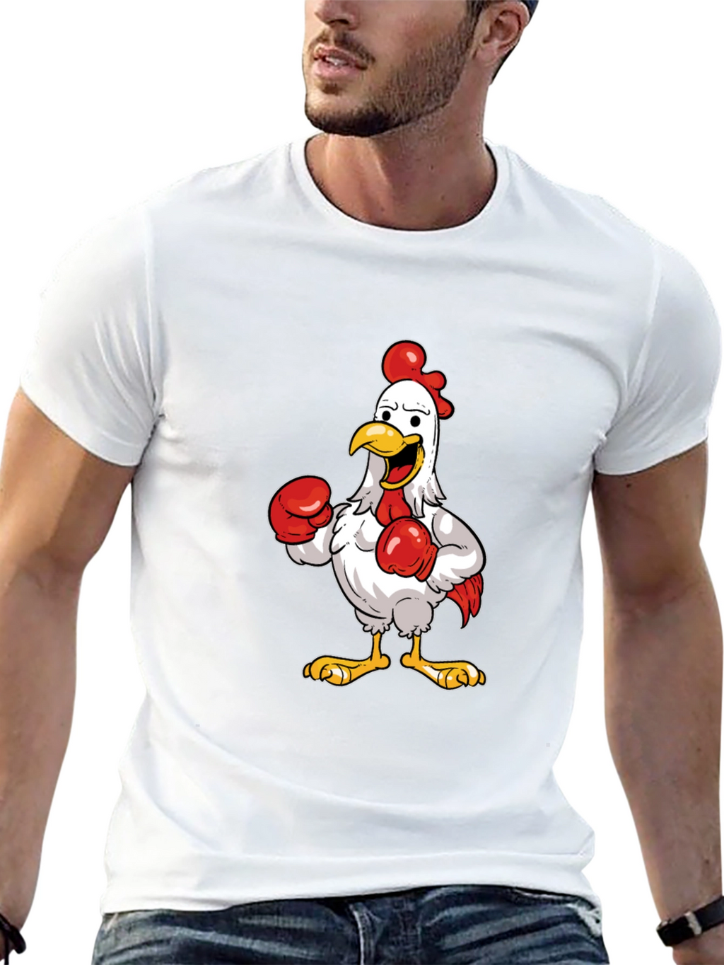 Boxing Chicken Graphic T-Shirt - Black Cotton Tee