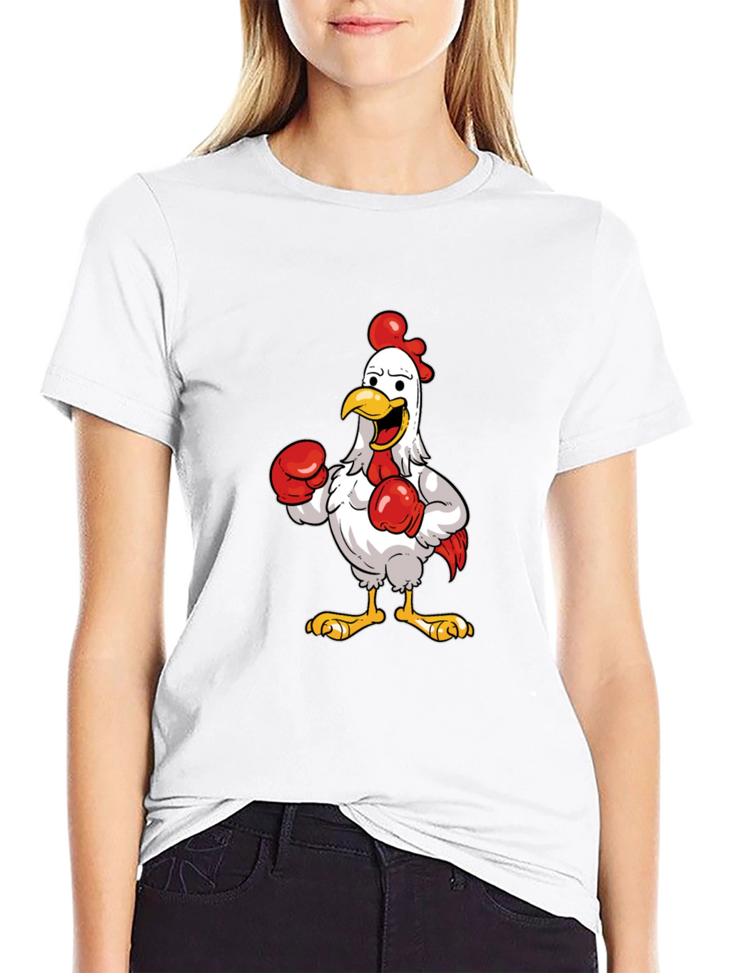 Boxing Chicken Graphic T-Shirt - Black Cotton Tee