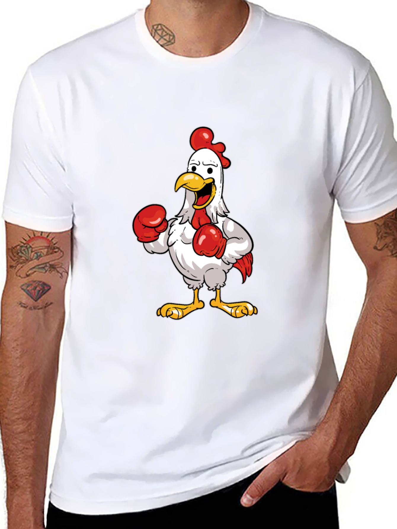 Boxing Chicken Graphic T-Shirt - Black Cotton Tee