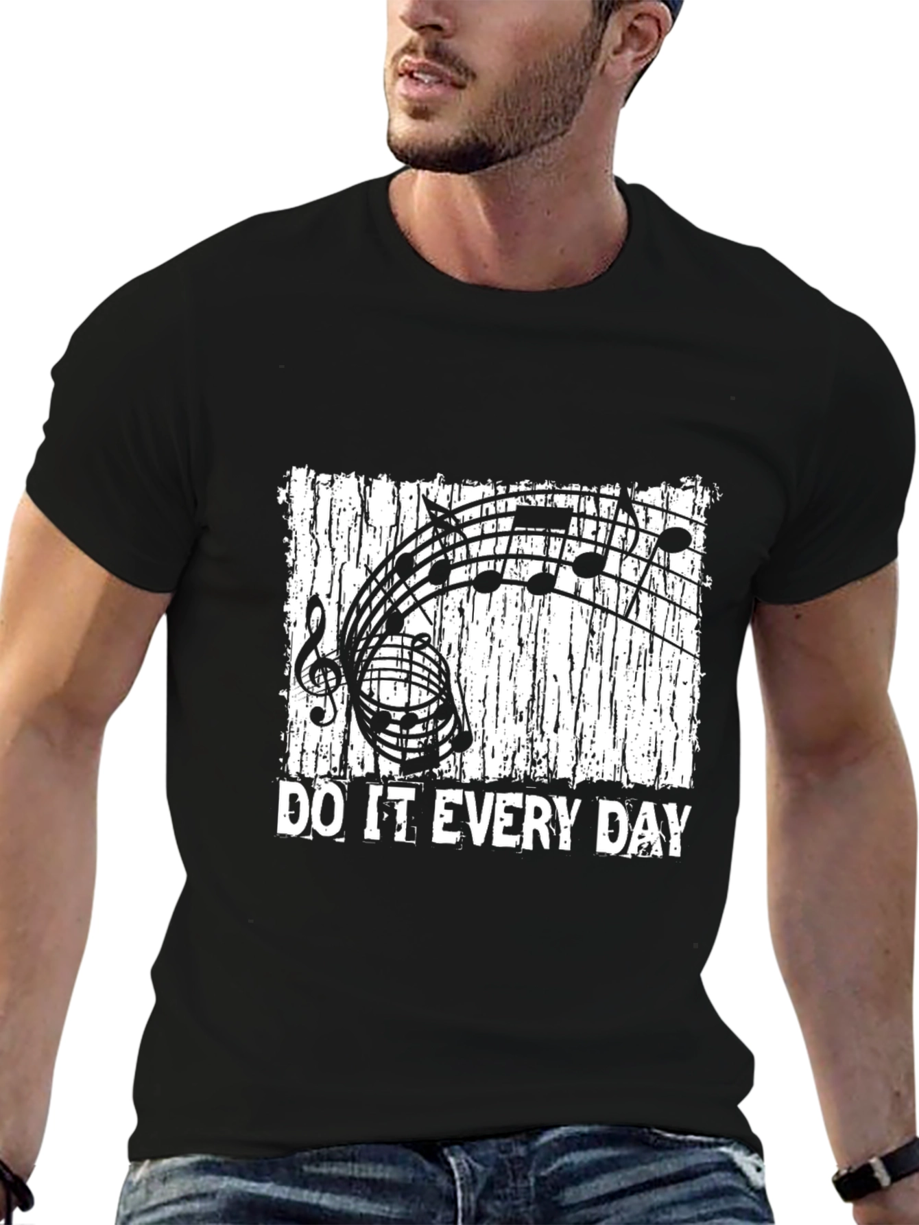 Music Notes Do It Every Day Black T-Shirt