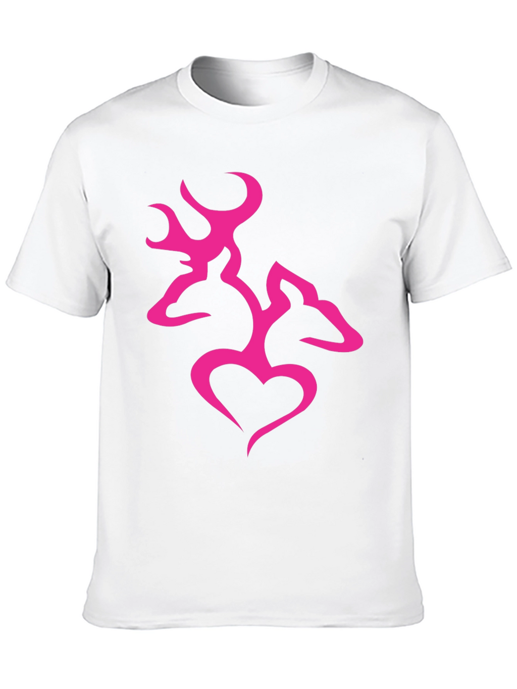 Mens Black T-Shirt with Pink Deer Heart Graphic