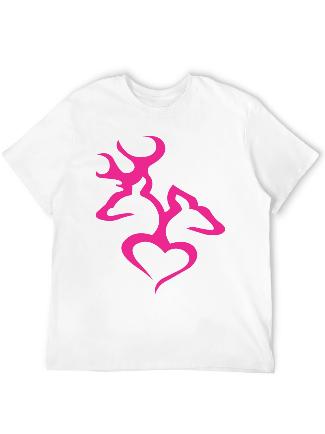 Mens Black T-Shirt with Pink Deer Heart Graphic