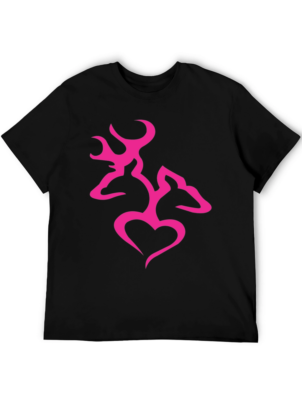 Mens Black T-Shirt with Pink Deer Heart Graphic
