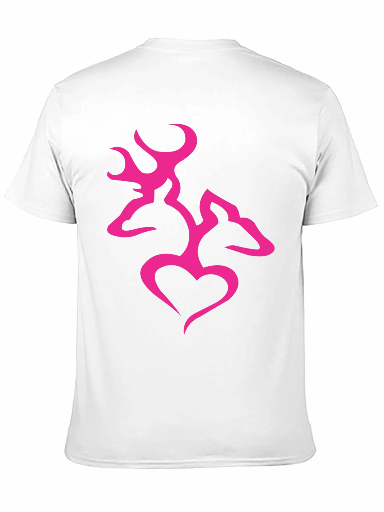 Mens Black T-Shirt with Pink Deer Heart Graphic