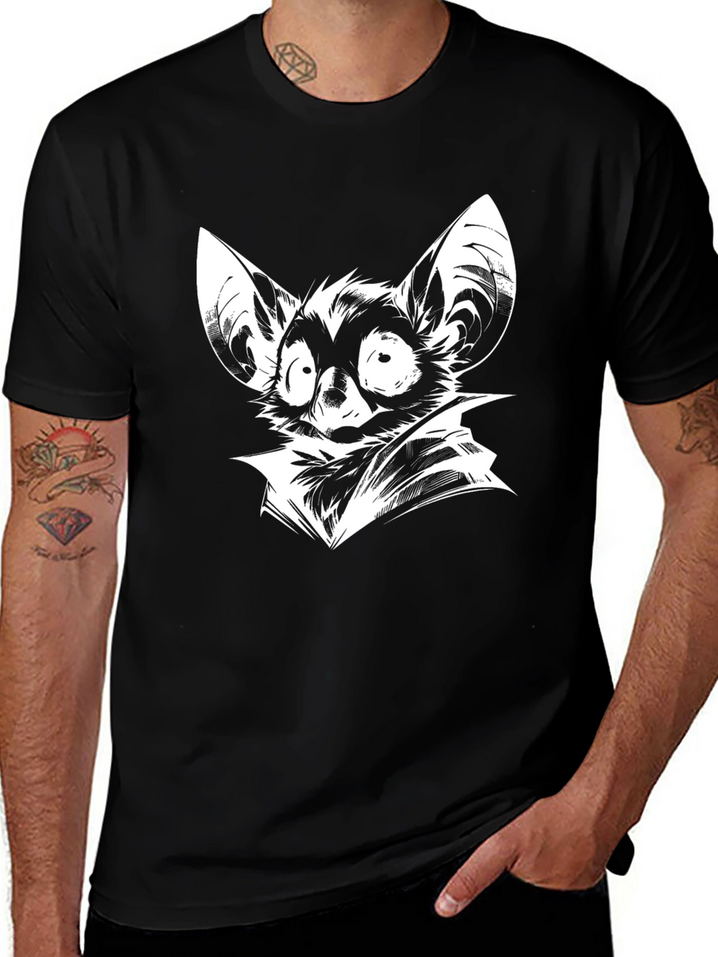 Bat Cartoon Graphic Print T-Shirt