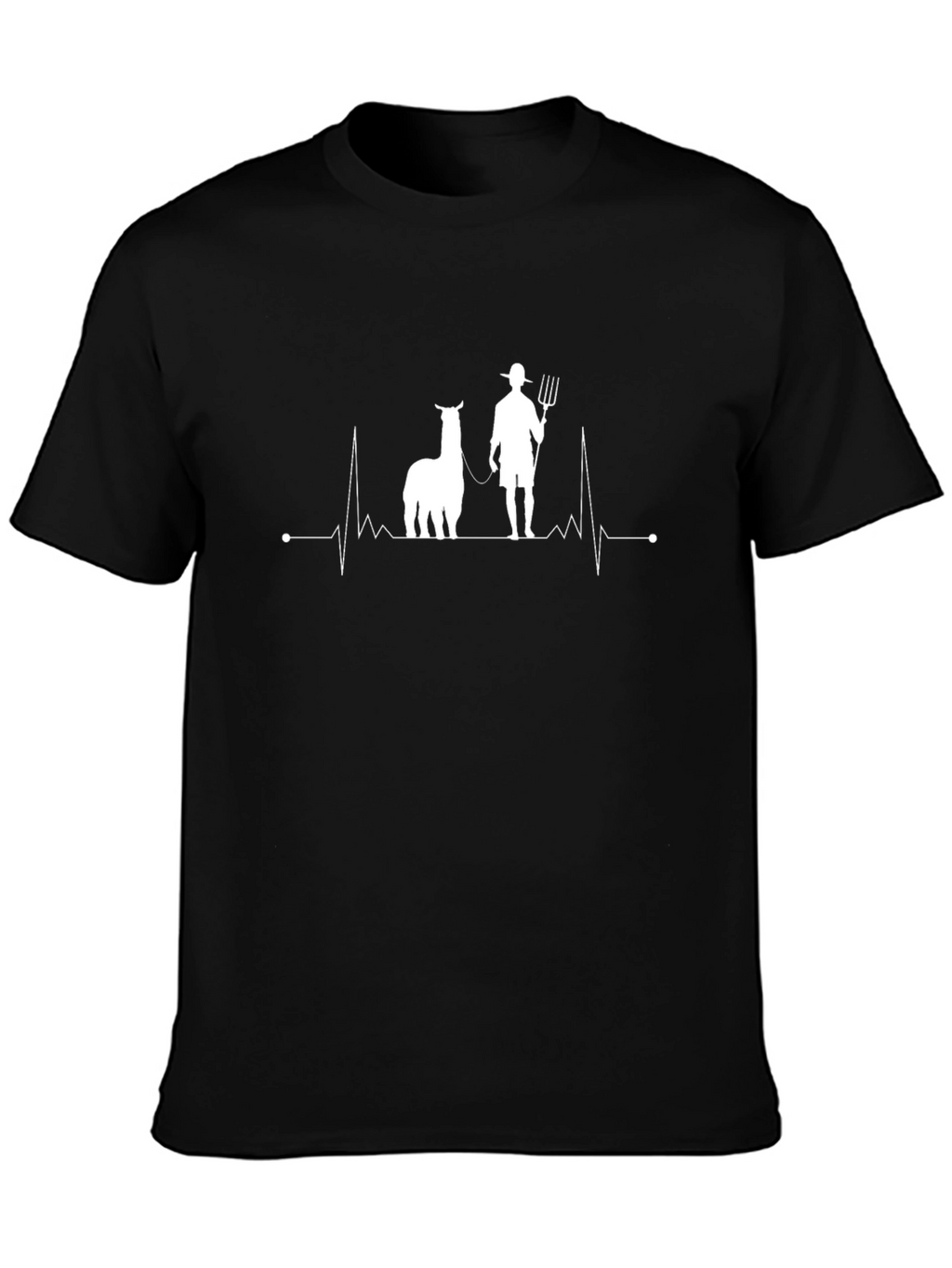 Llama Farmer Heartbeat T-Shirt - Novelty Tee