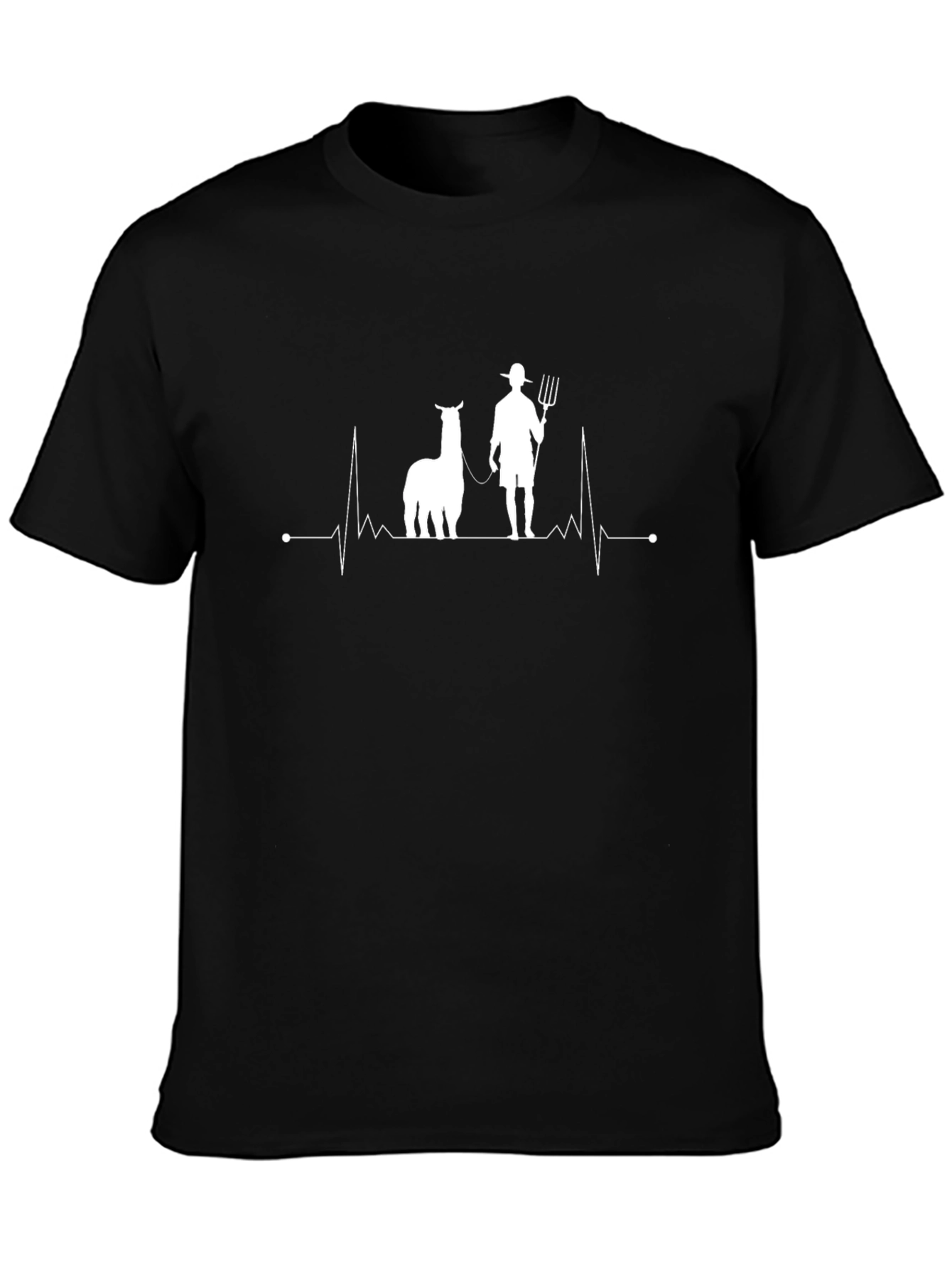 Llama Farmer Heartbeat T-Shirt - Novelty Tee
