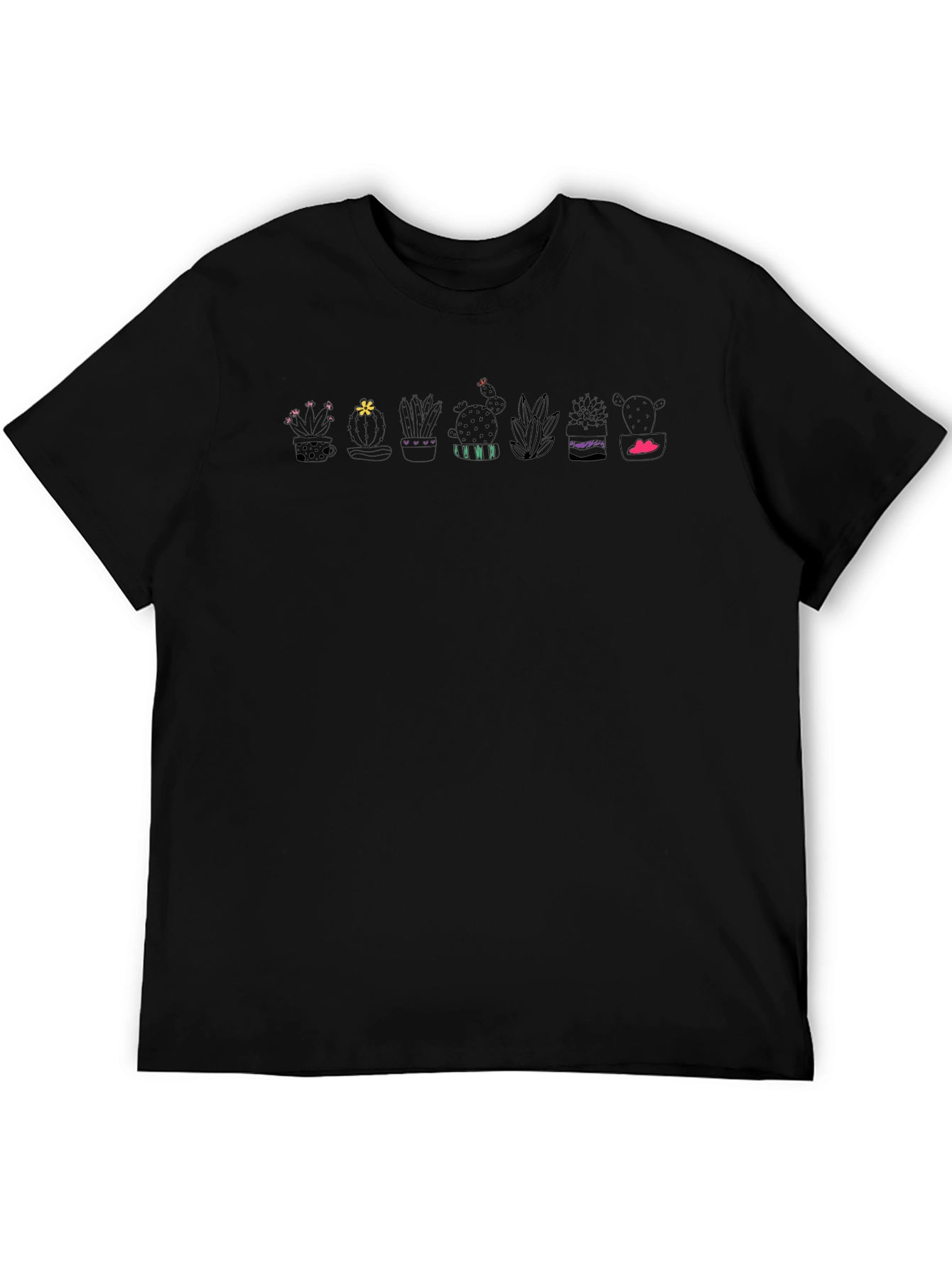 Cactus Plant Graphic Tee - Black Cotton T-Shirt