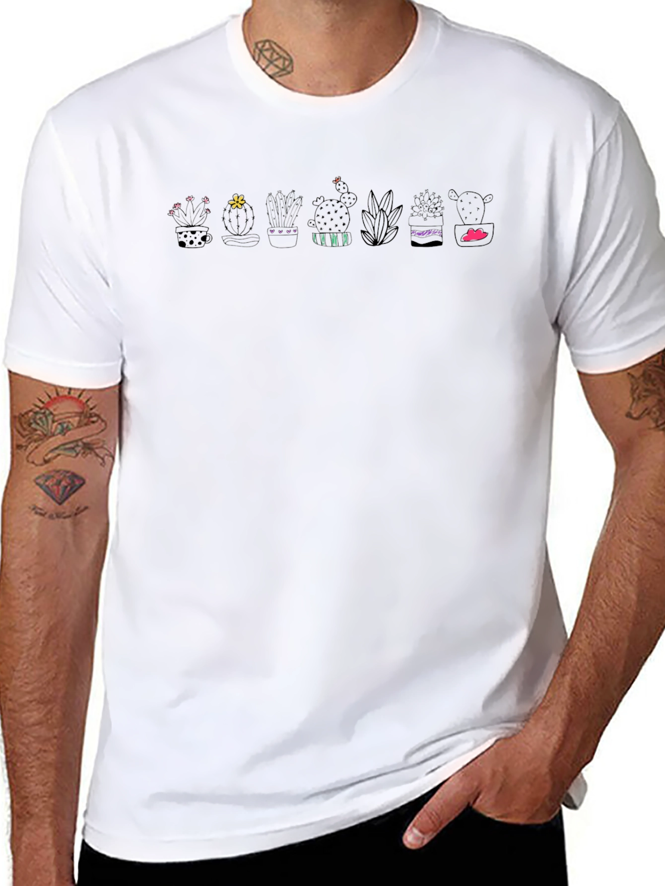 Cactus Plant Graphic Tee - Black Cotton T-Shirt