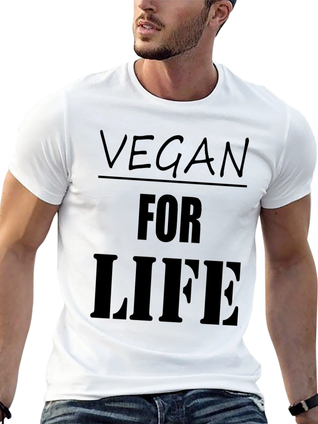 Vegan For Life T-Shirt - Black Cotton Tee