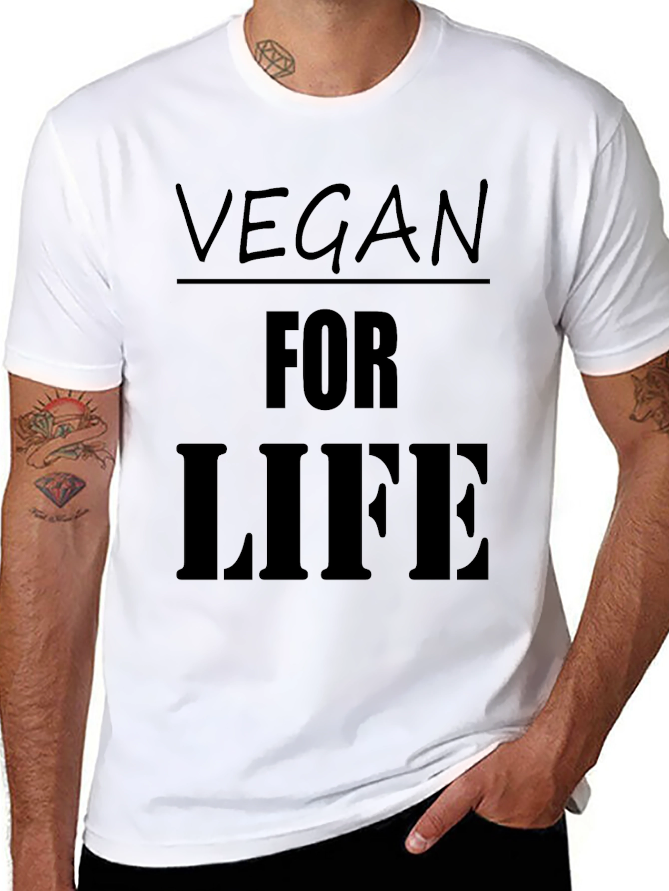 Vegan For Life T-Shirt - Black Cotton Tee