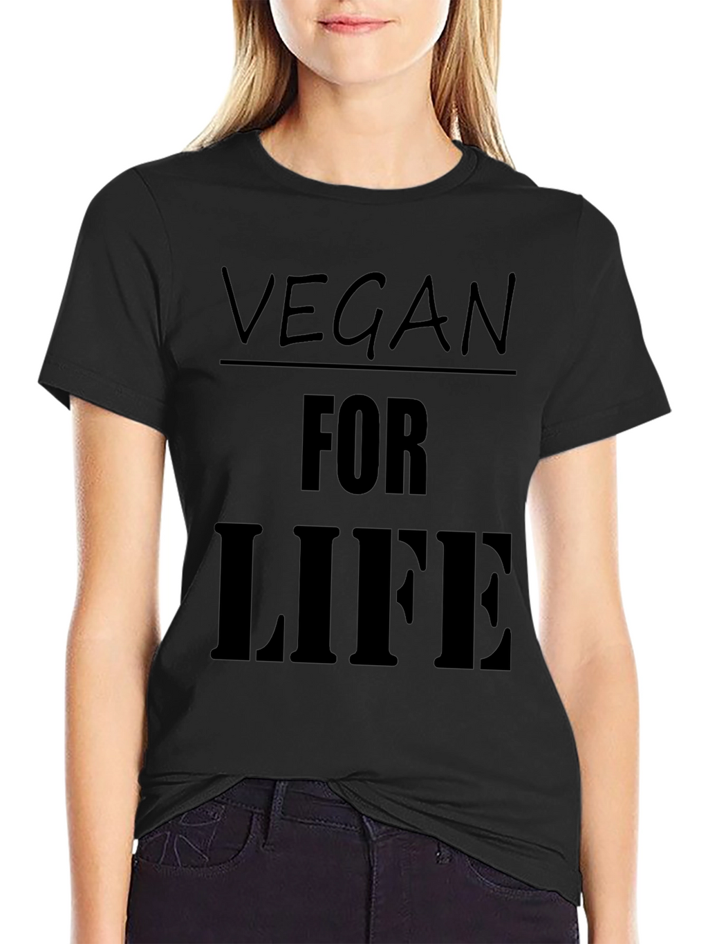 Vegan For Life T-Shirt - Black Cotton Tee