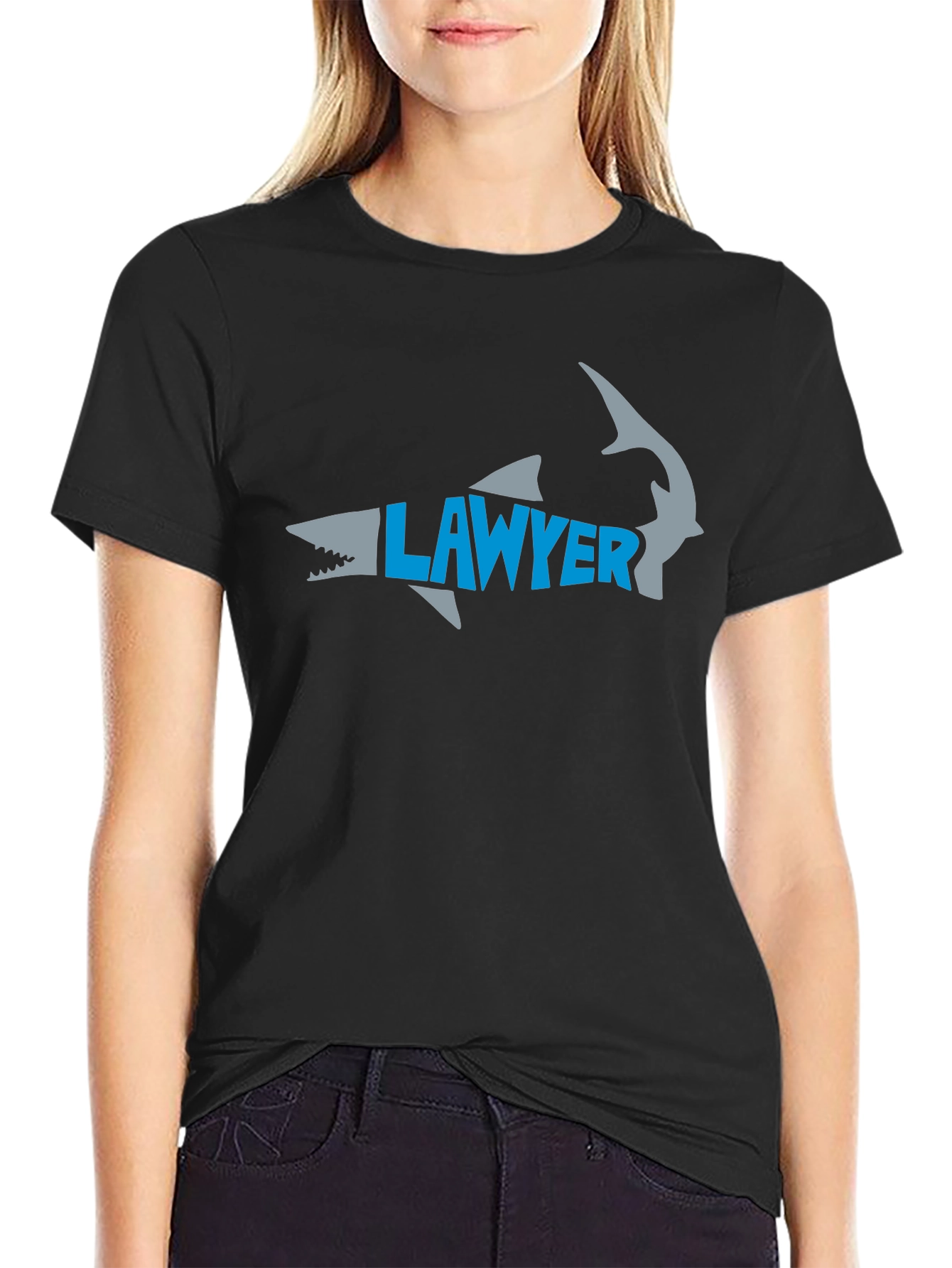 Lawyer Shark Graphic Tee - Black Cotton T-Shirt