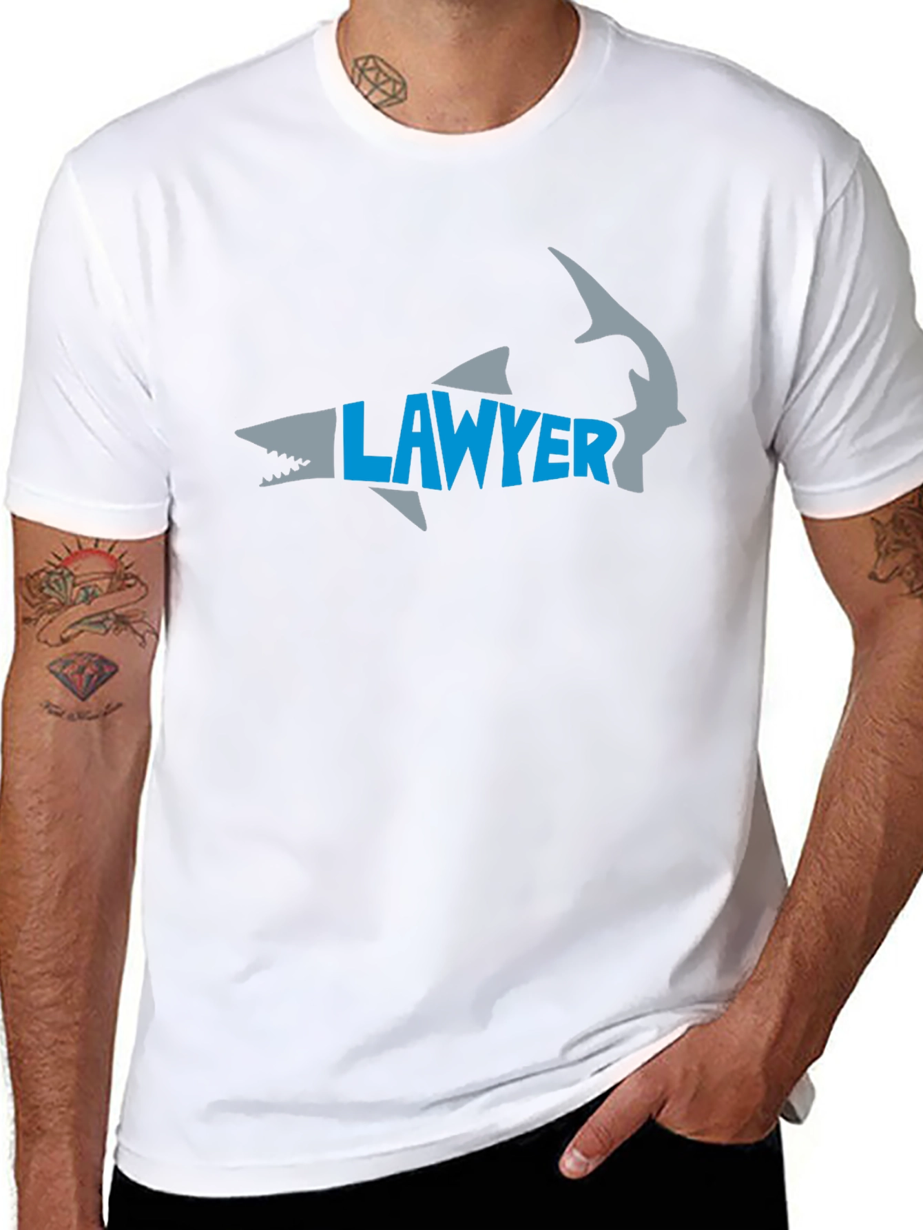 Lawyer Shark Graphic Tee - Black Cotton T-Shirt