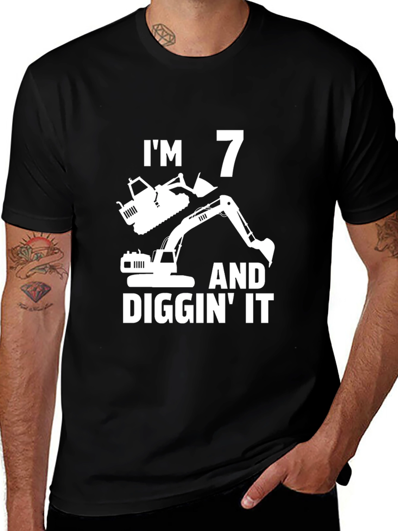 Im 7 Diggin It T-Shirt Birthday Excavator Tee
