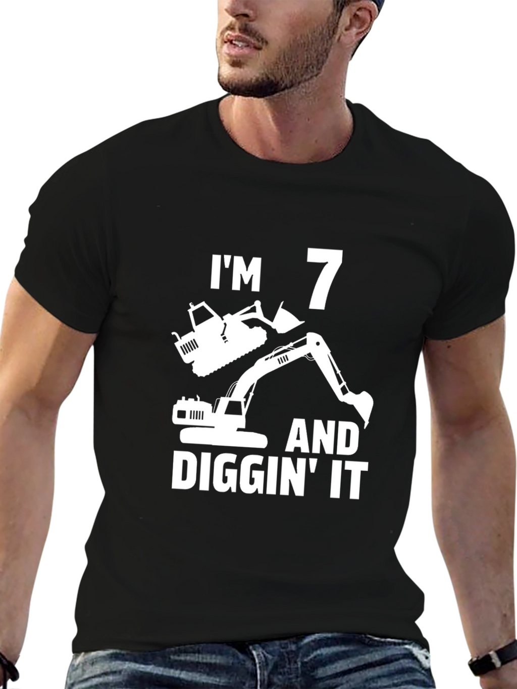 Im 7 Diggin It T-Shirt Birthday Excavator Tee