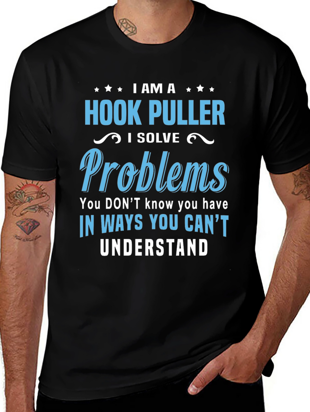 Hook Puller T-Shirt - I Solve Problems Funny Tee