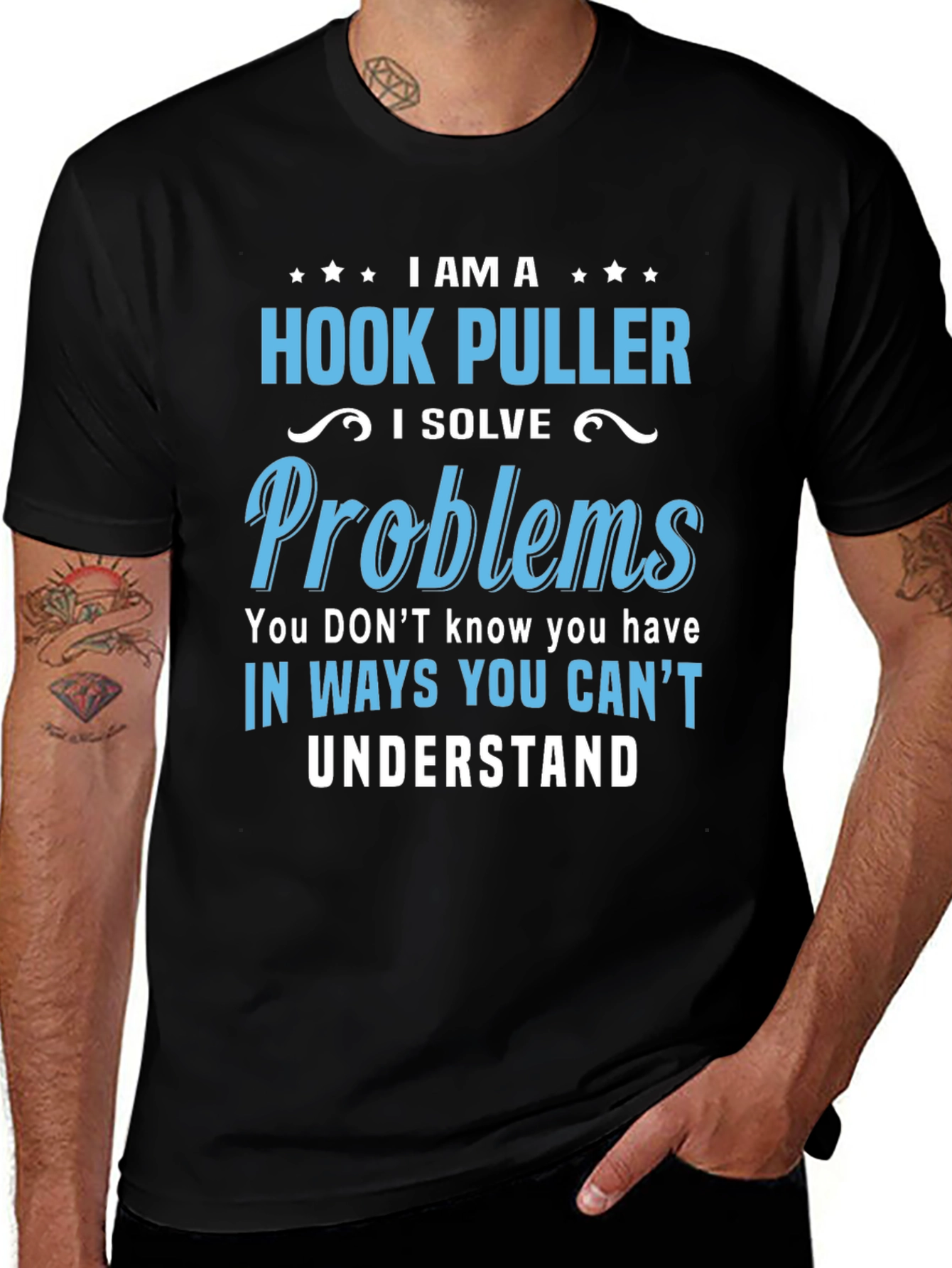 Hook Puller T-Shirt - I Solve Problems Funny Tee