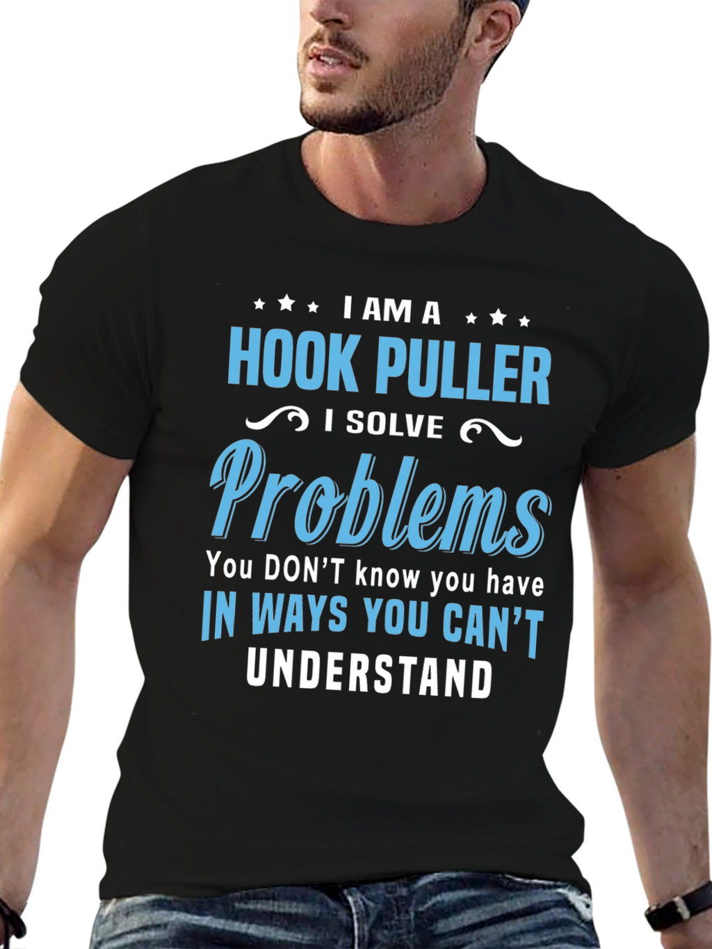 Hook Puller T-Shirt - I Solve Problems Funny Tee