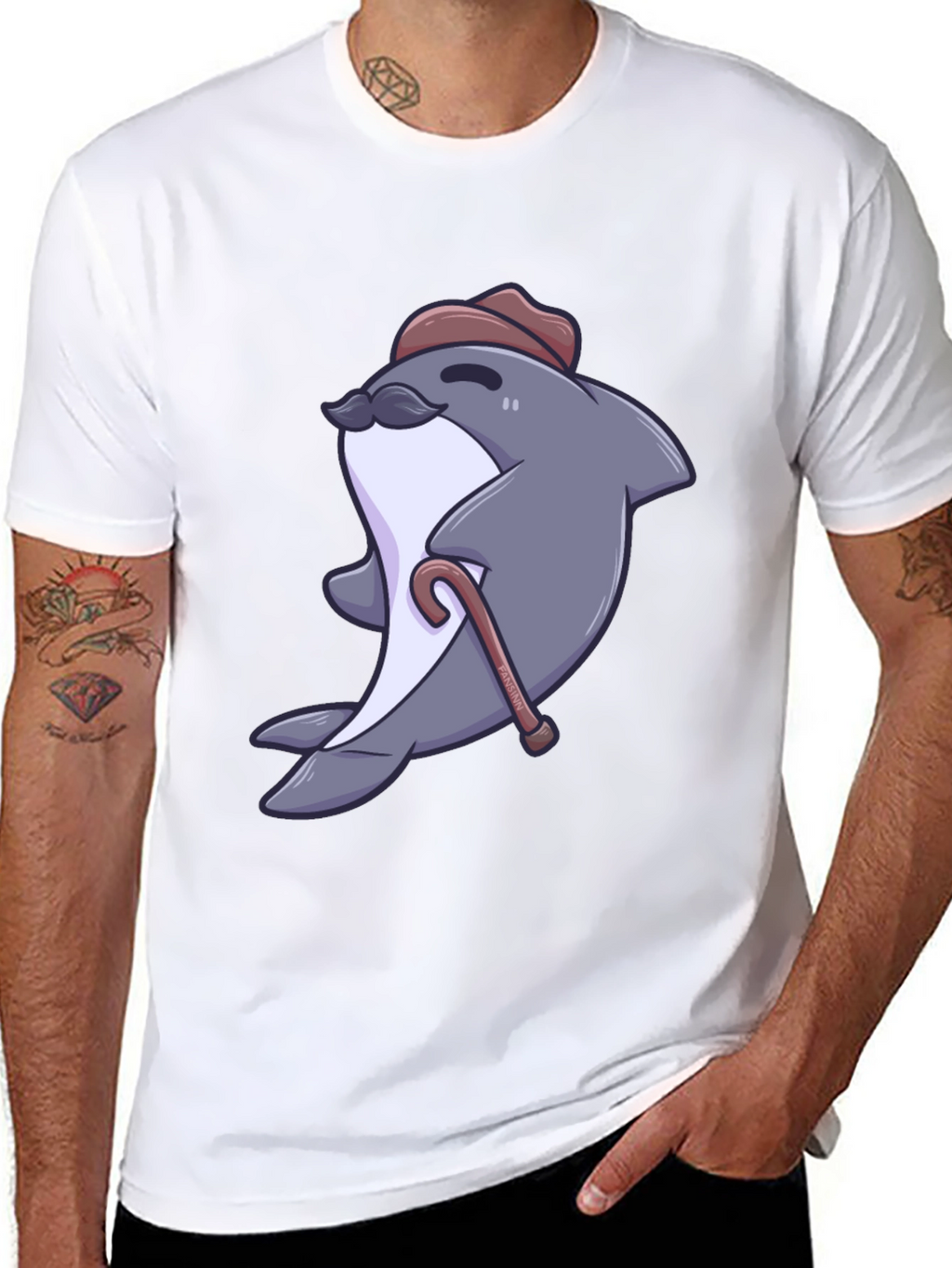 Dapper Dolphin T-Shirt - Cartoon Character Tee