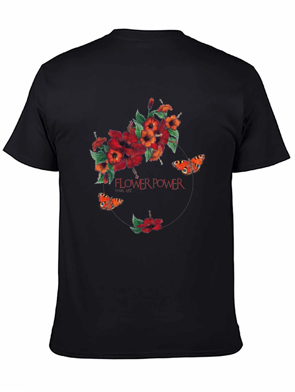 Flower Power Graphic Print Black T-Shirt