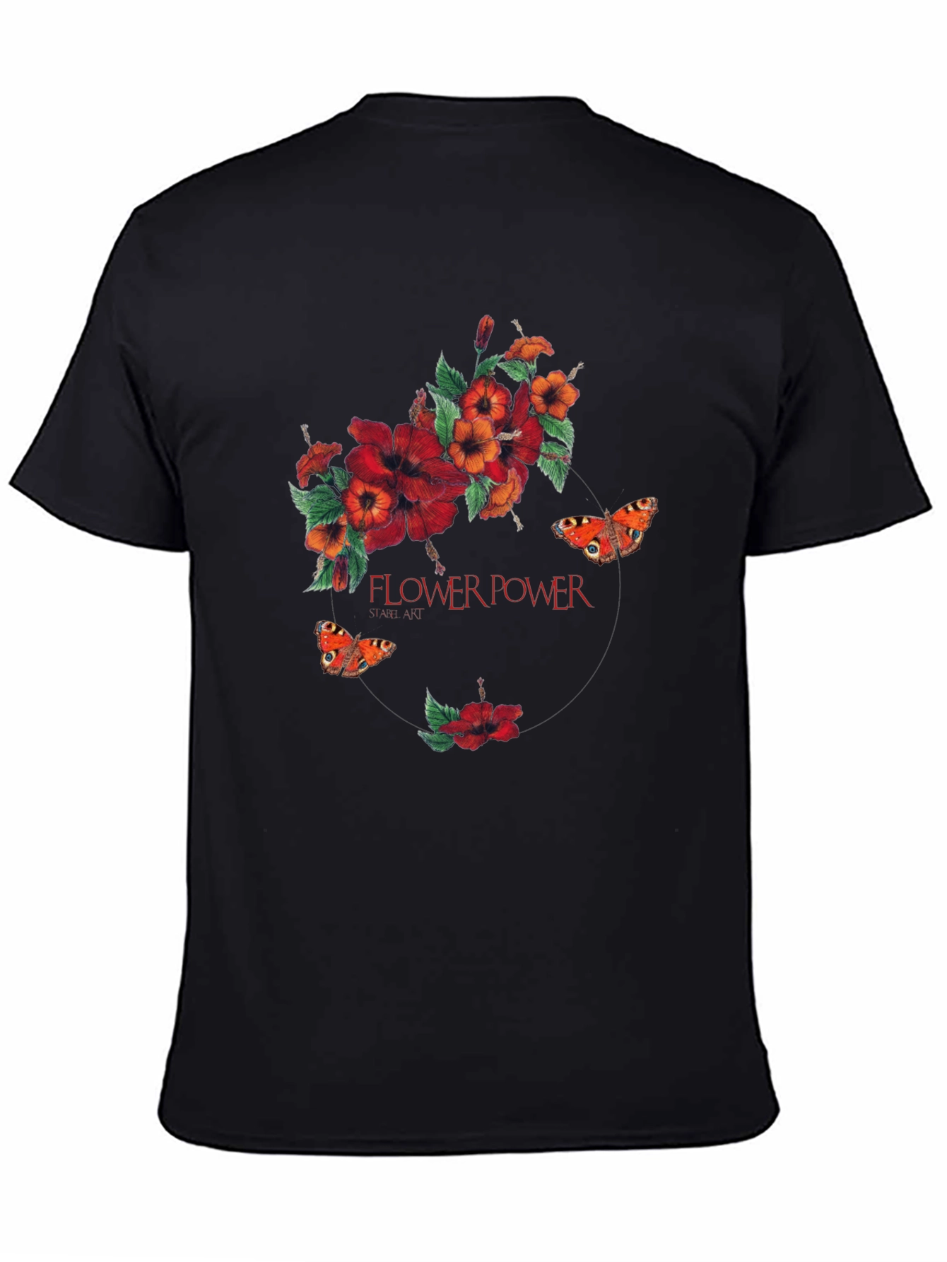 Flower Power Graphic Print Black T-Shirt