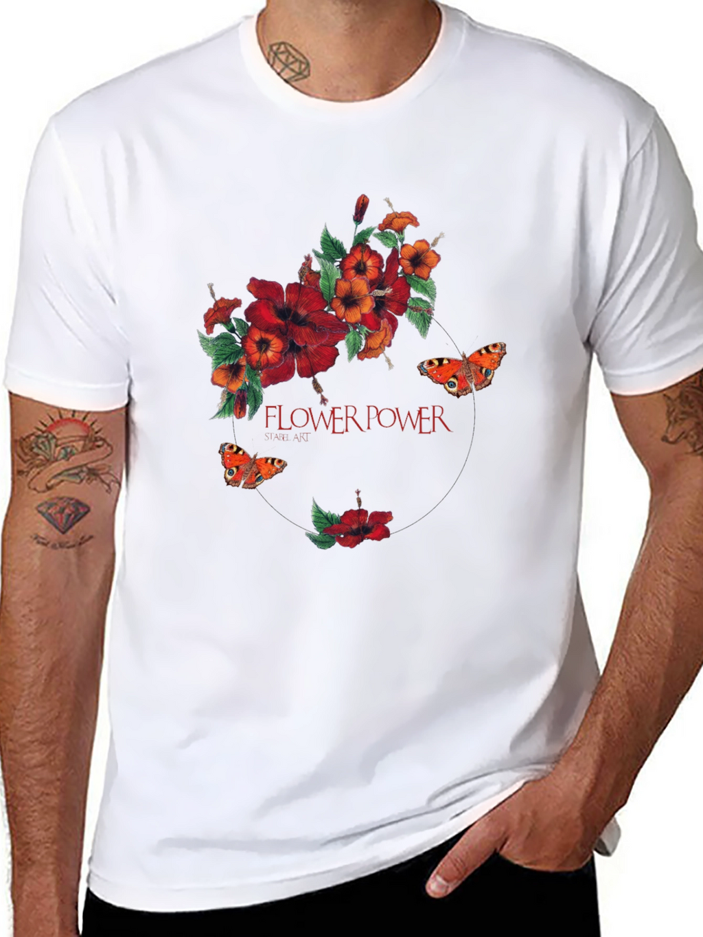 Flower Power Graphic Print Black T-Shirt