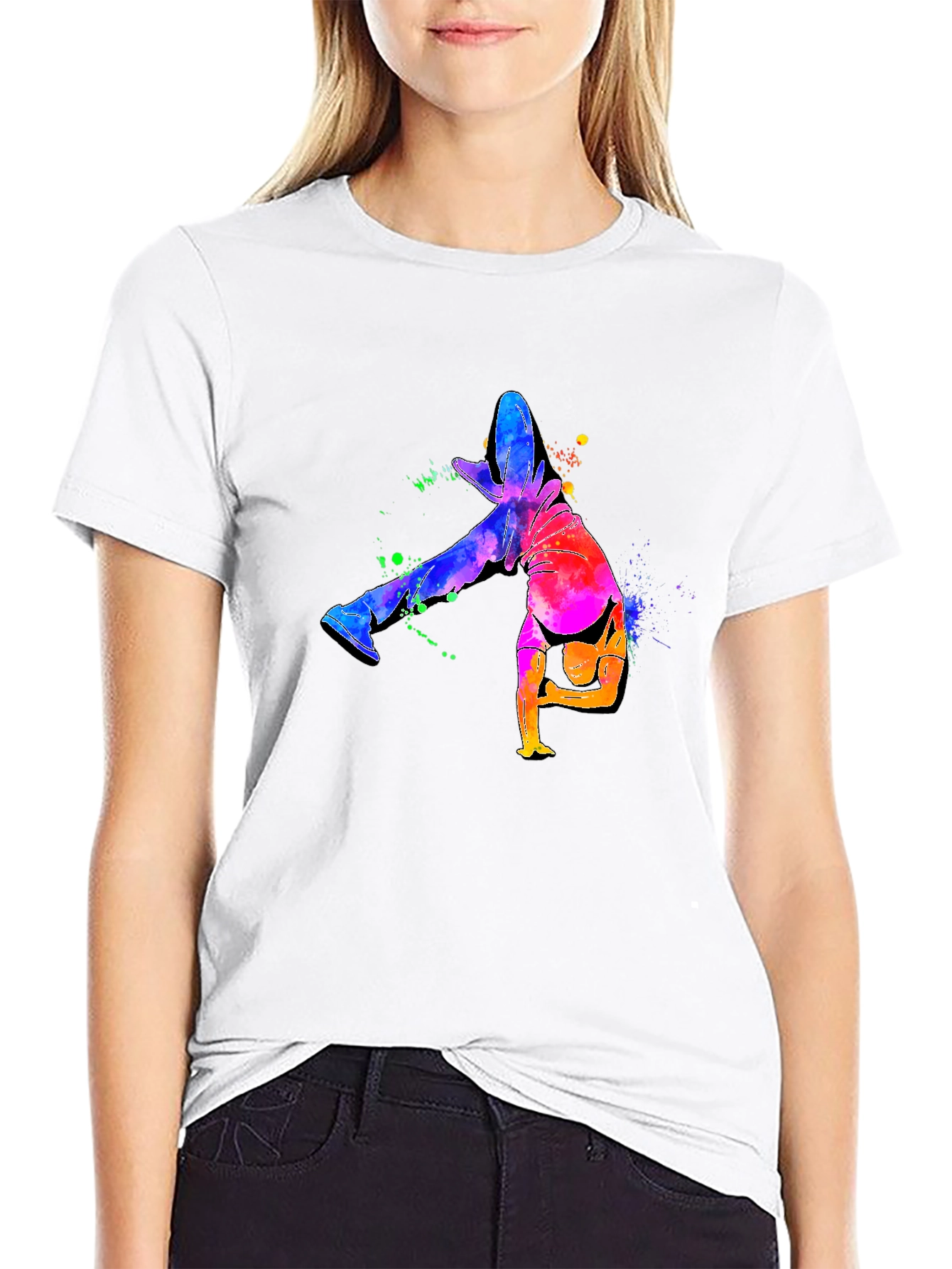 Abstract Watercolor Breakdancer Graphic Tee