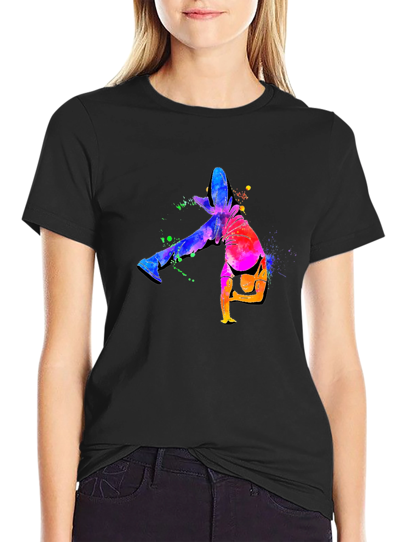 Abstract Watercolor Breakdancer Graphic Tee