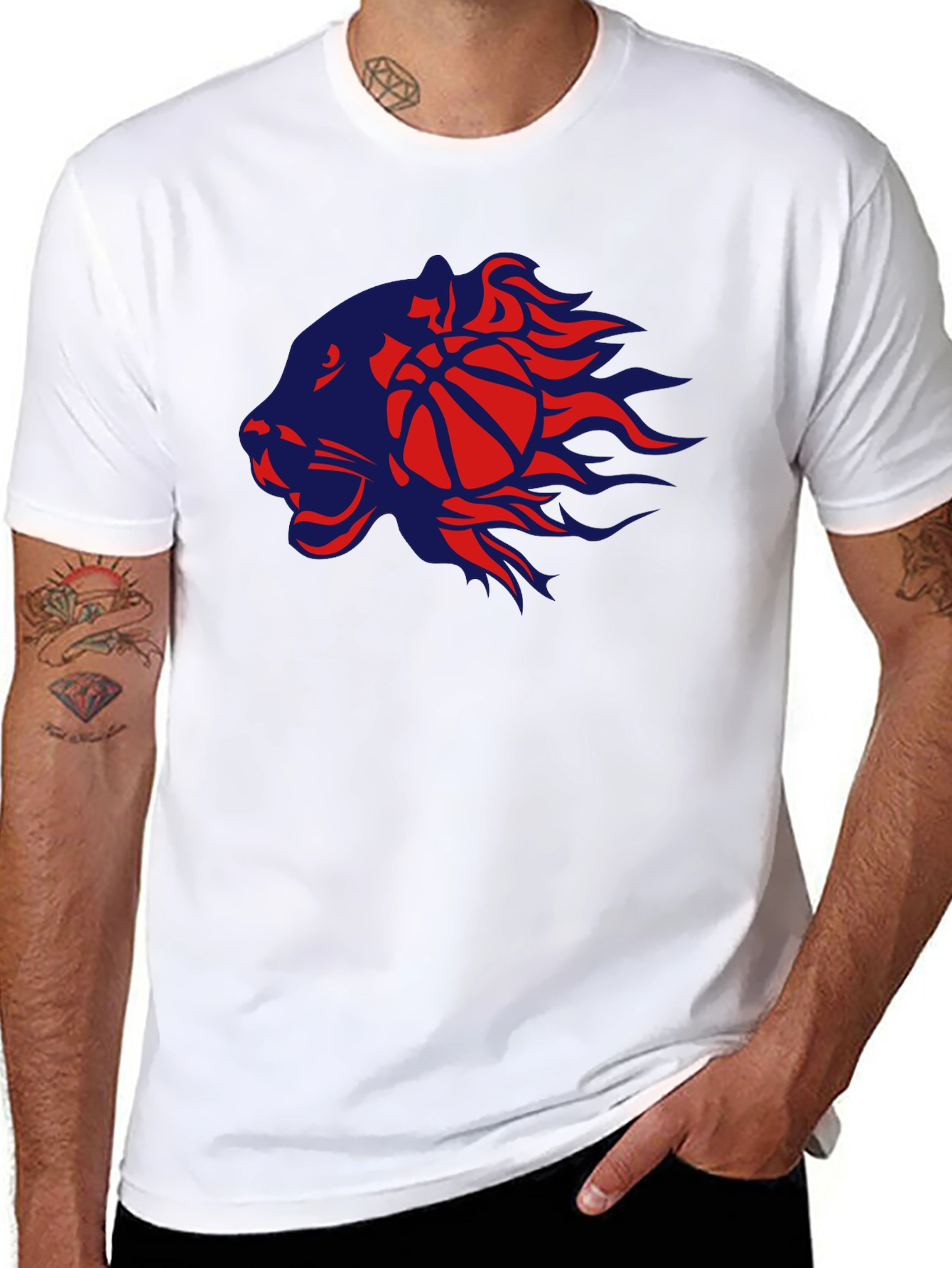 Basketball Lion Graphic T-Shirt