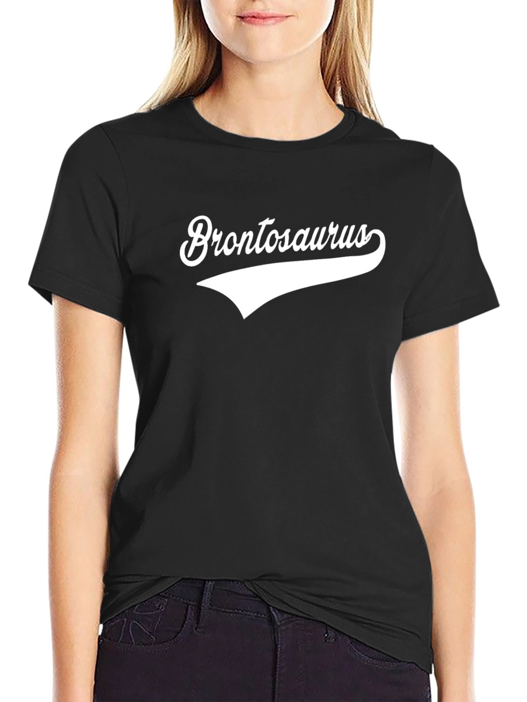 Brontosaurus Black T-Shirt - Retro Style