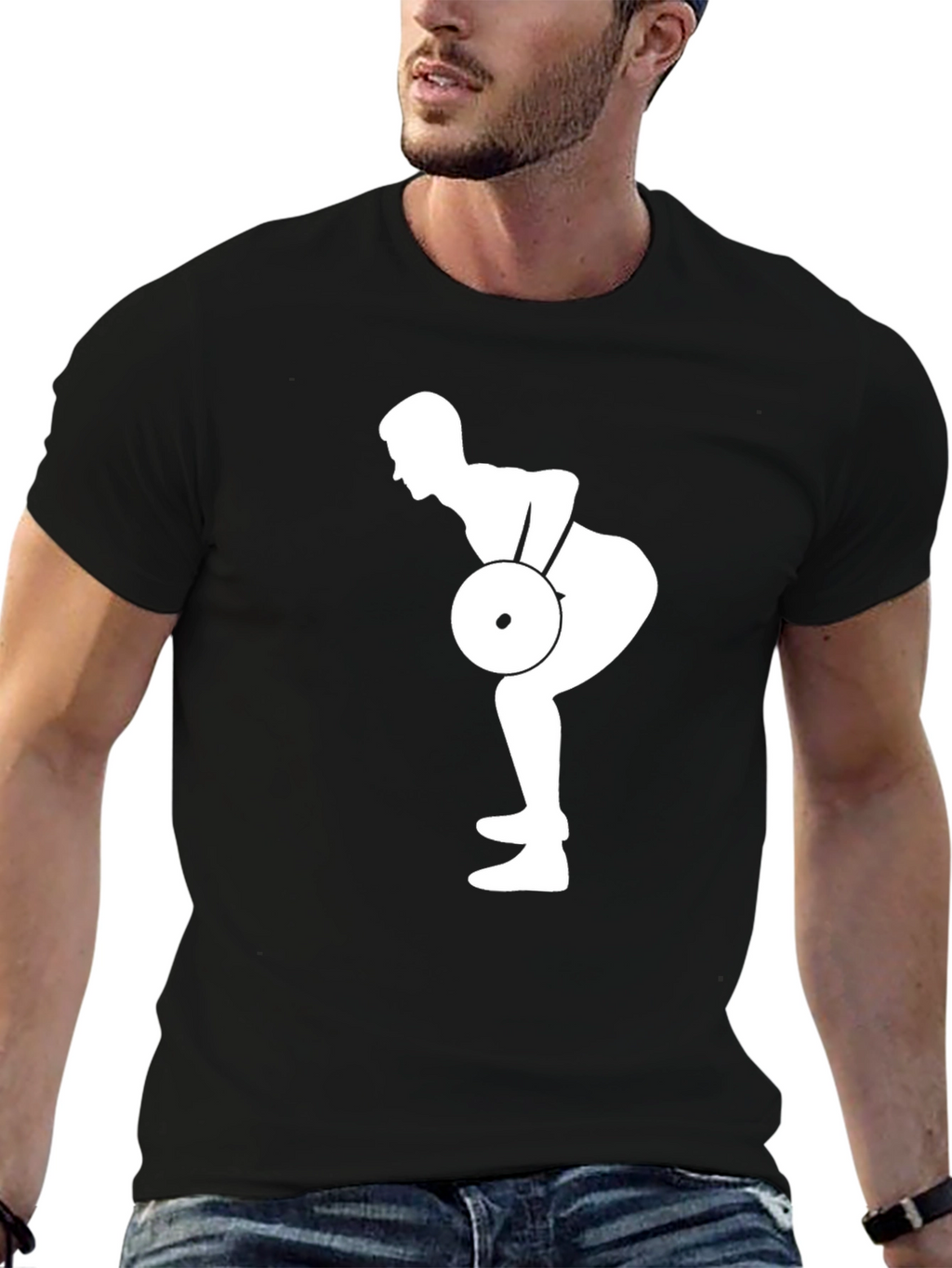Weightlifting Silhouette Black T-Shirt