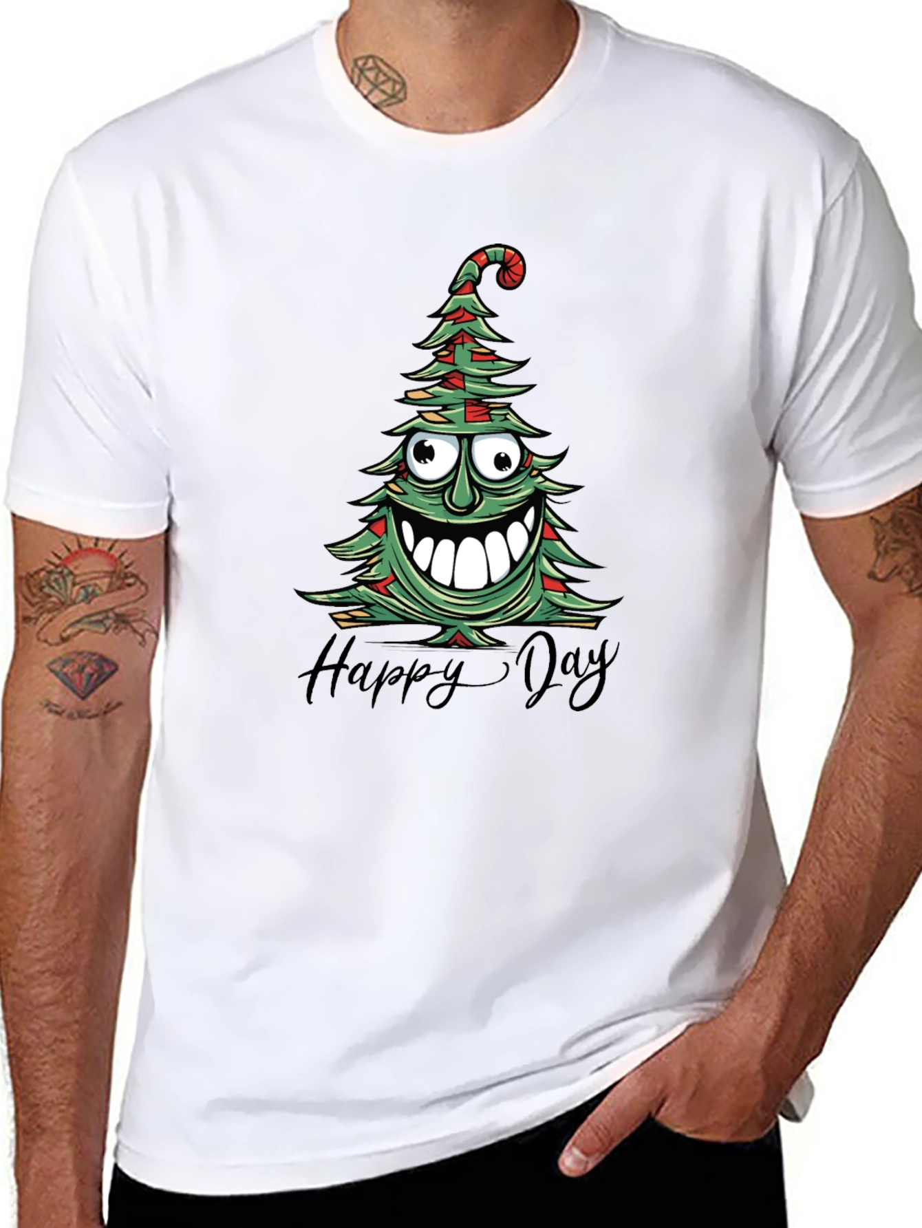 Happy Day Christmas Tree Graphic Tee