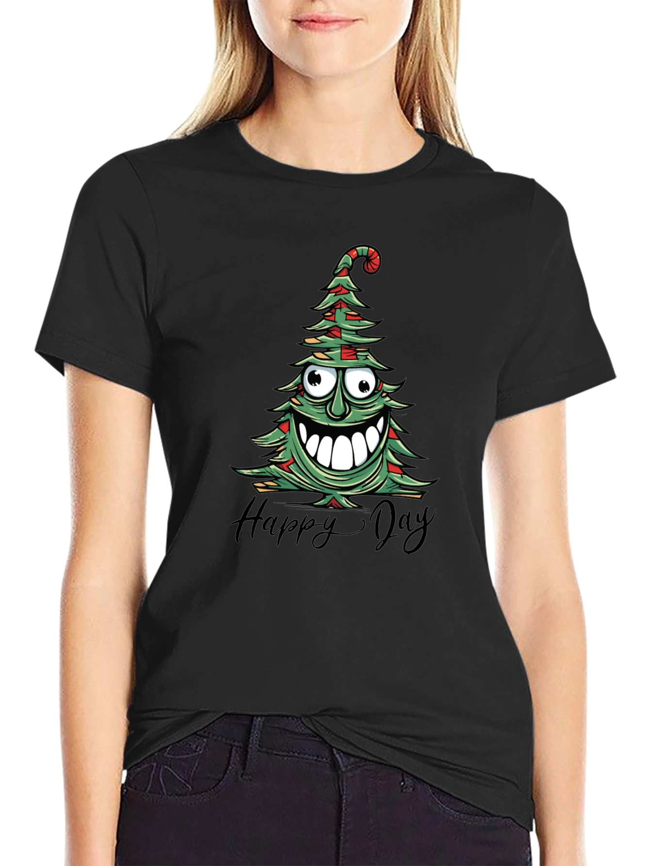 Happy Day Christmas Tree Graphic Tee