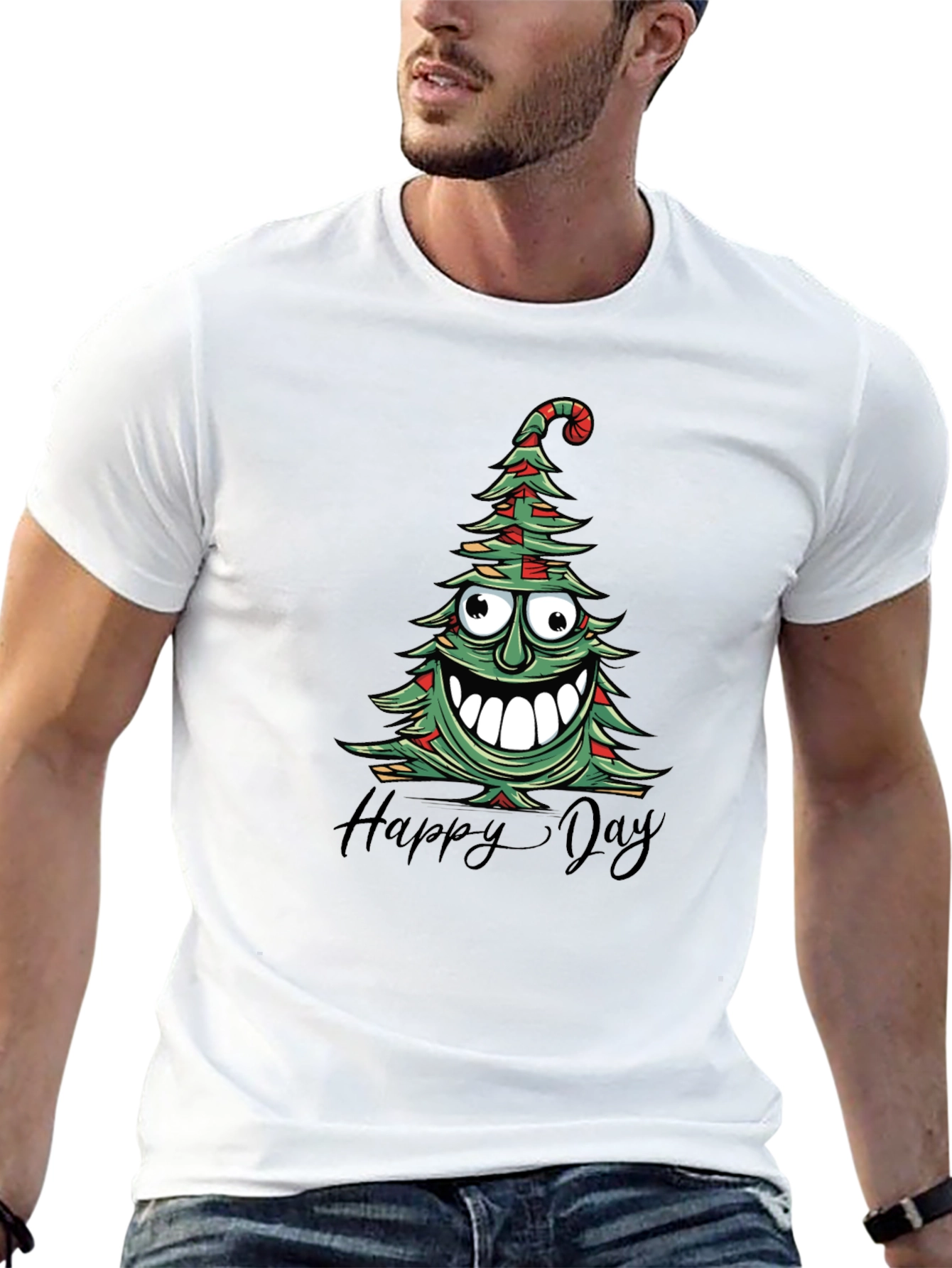 Happy Day Christmas Tree Graphic Tee