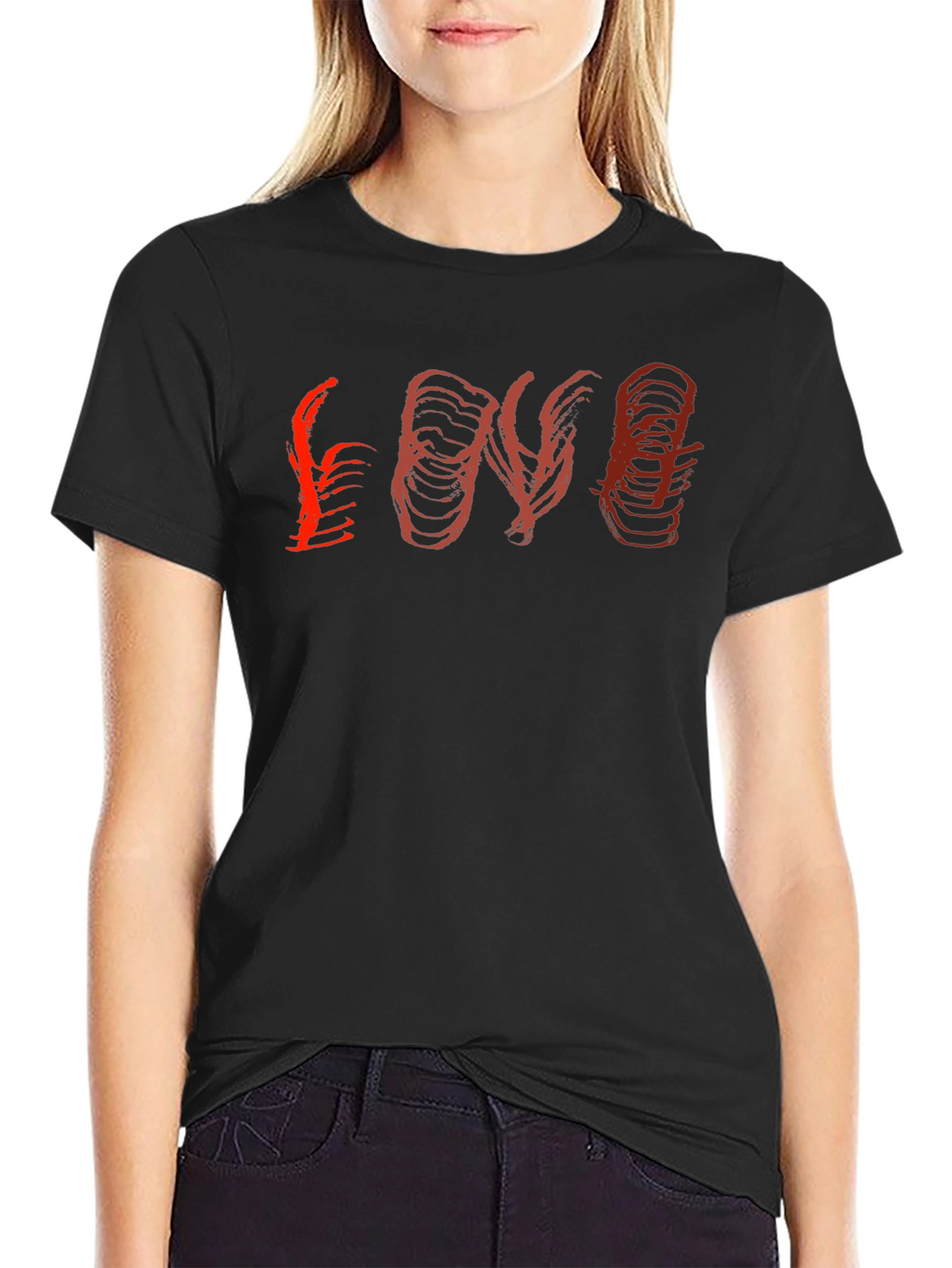 Abstract Love Graphic Black T-Shirt