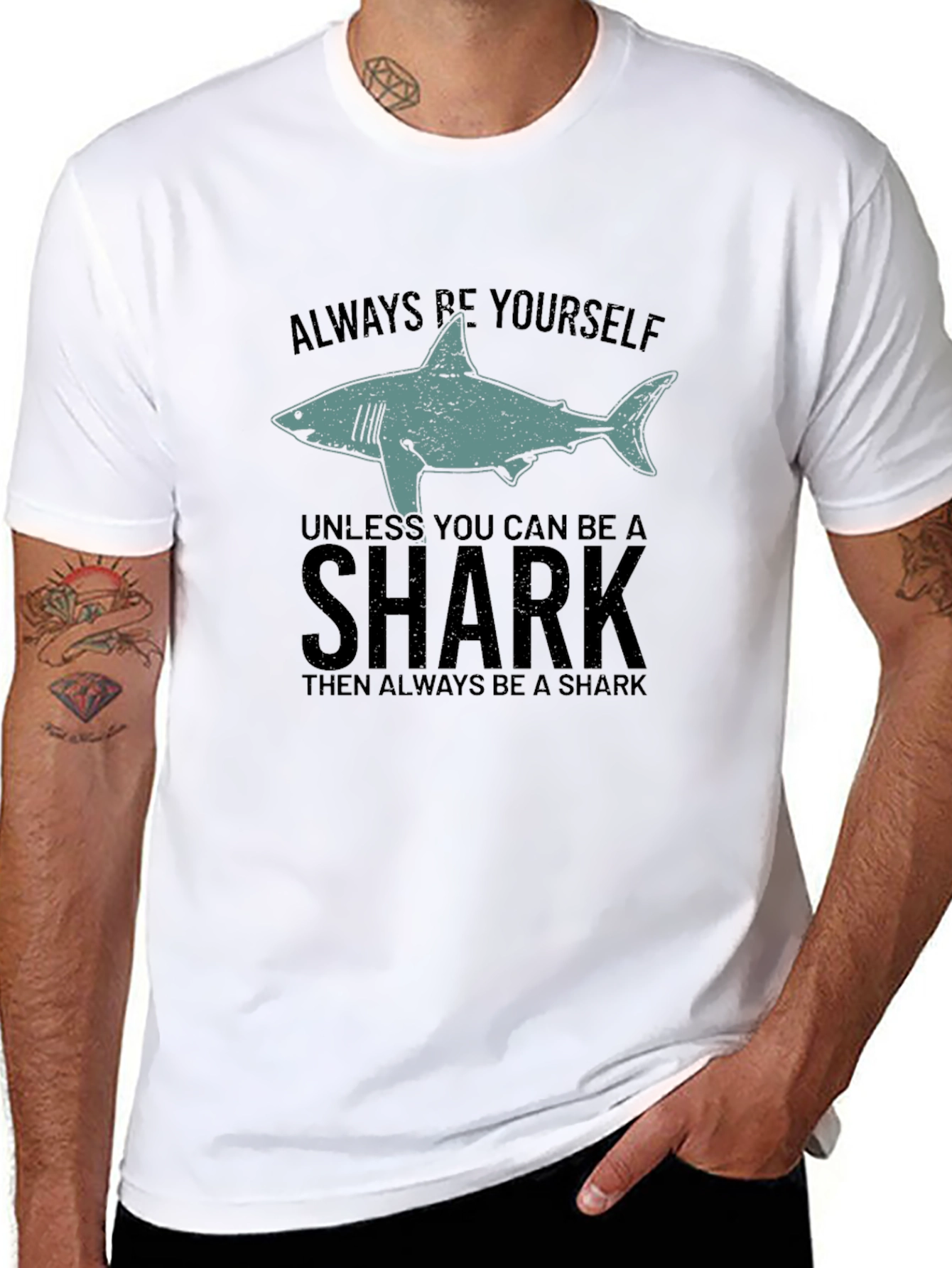 Be Yourself Shark Mens Graphic Tee