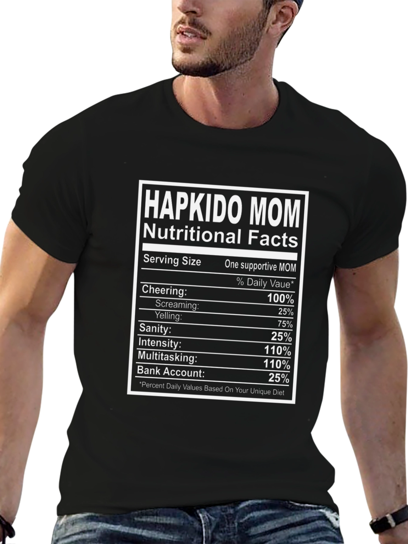 Hapkido Mom Nutritional Facts Black T-Shirt