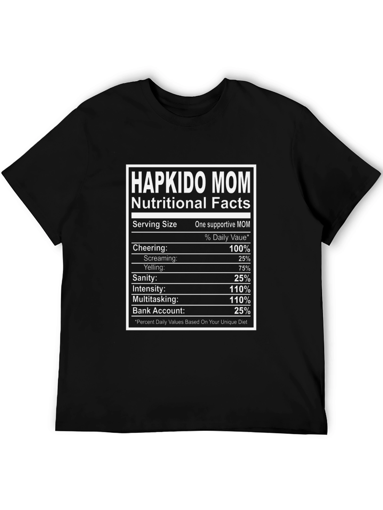 Hapkido Mom Nutritional Facts Black T-Shirt