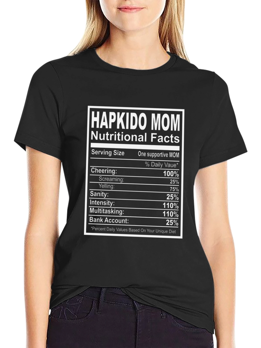 Hapkido Mom Nutritional Facts Black T-Shirt