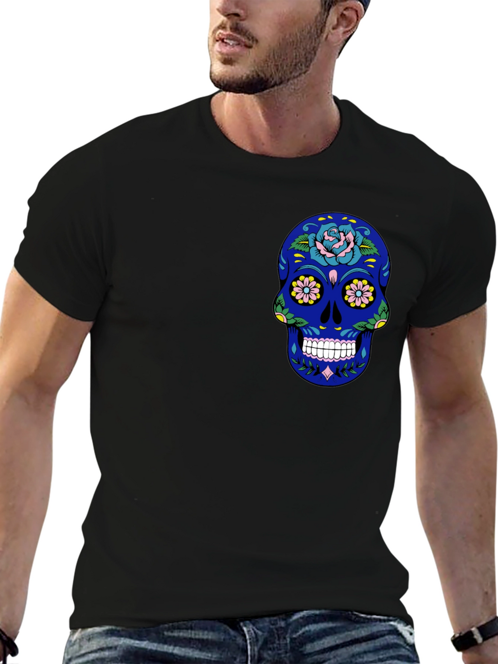 Sugar Skull Graphic Tee - Mens Black T-Shirt