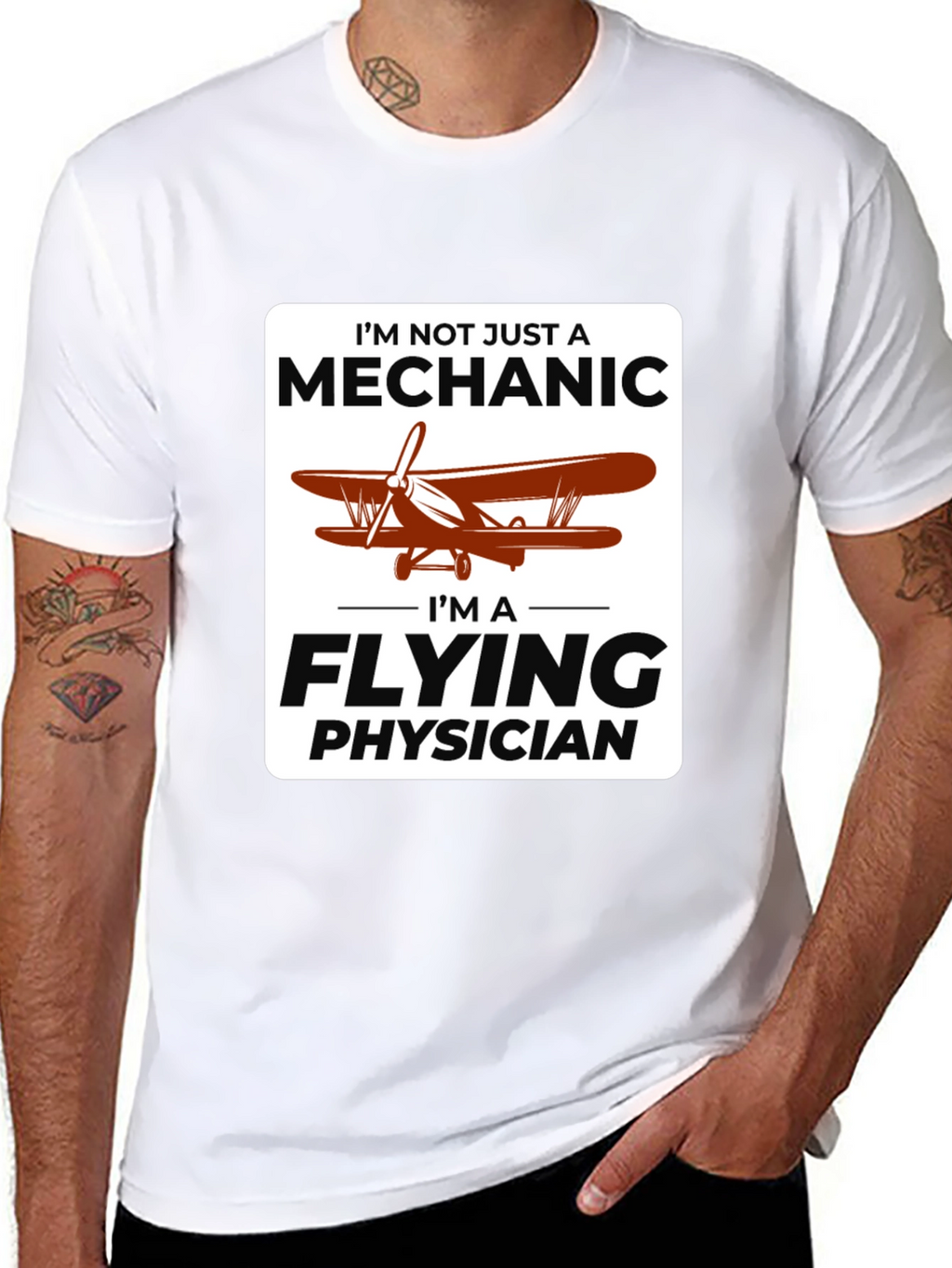Flying Physician T-Shirt: Mechanic & Aviator Doc