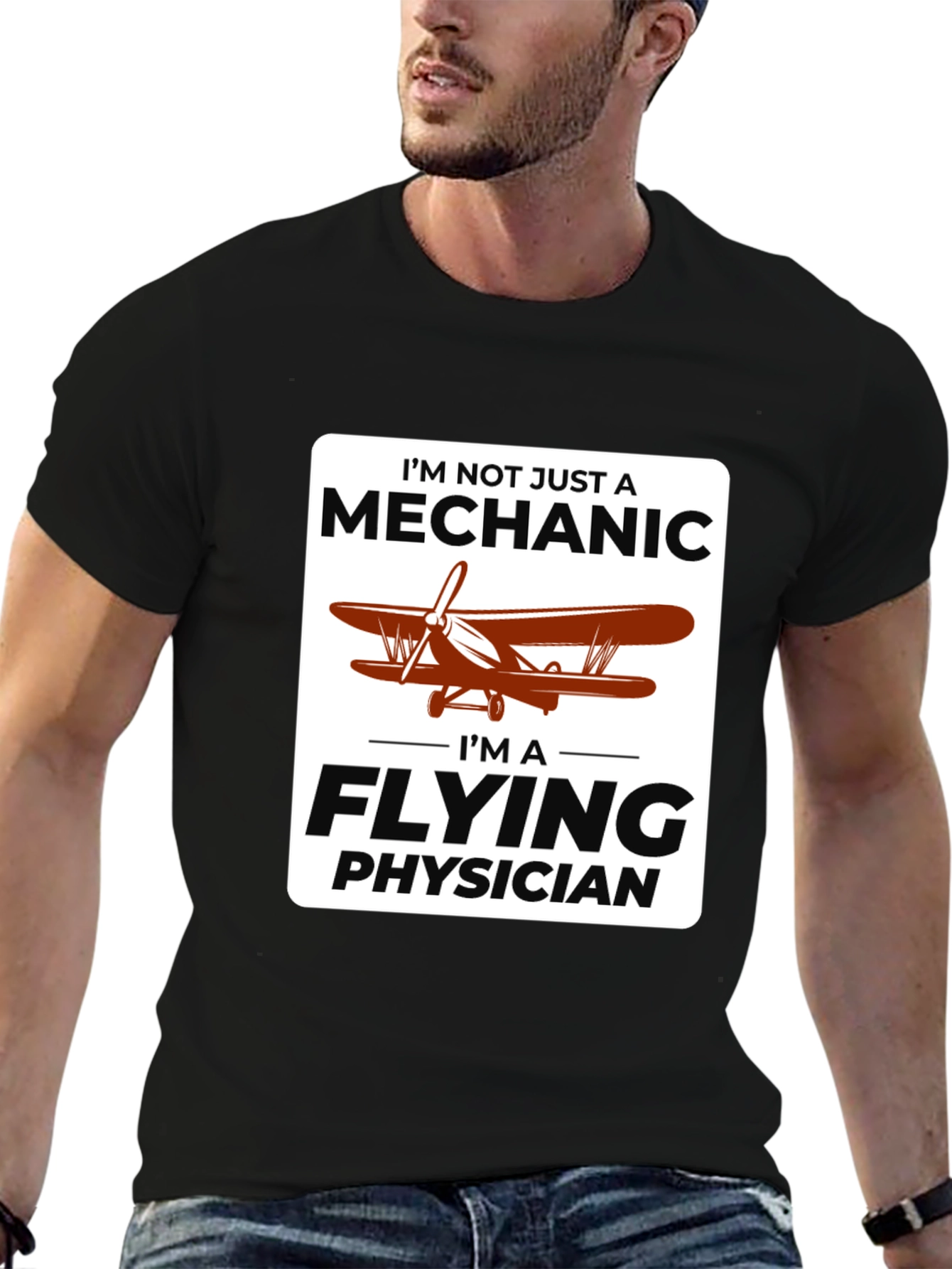 Flying Physician T-Shirt: Mechanic & Aviator Doc