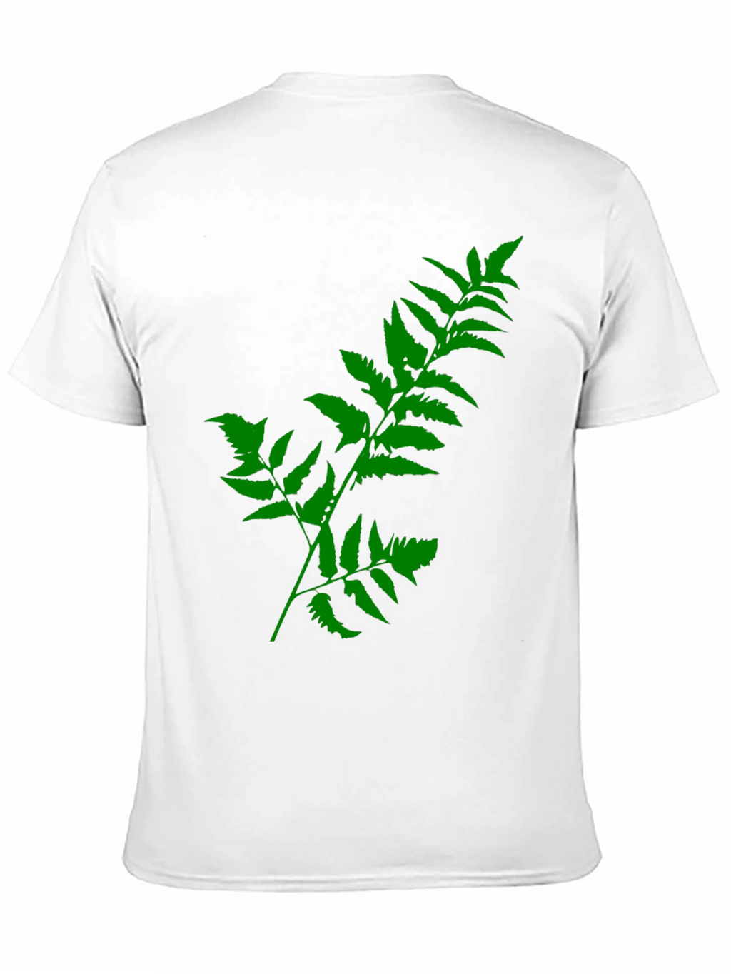 Green Fern Print Black T-Shirt