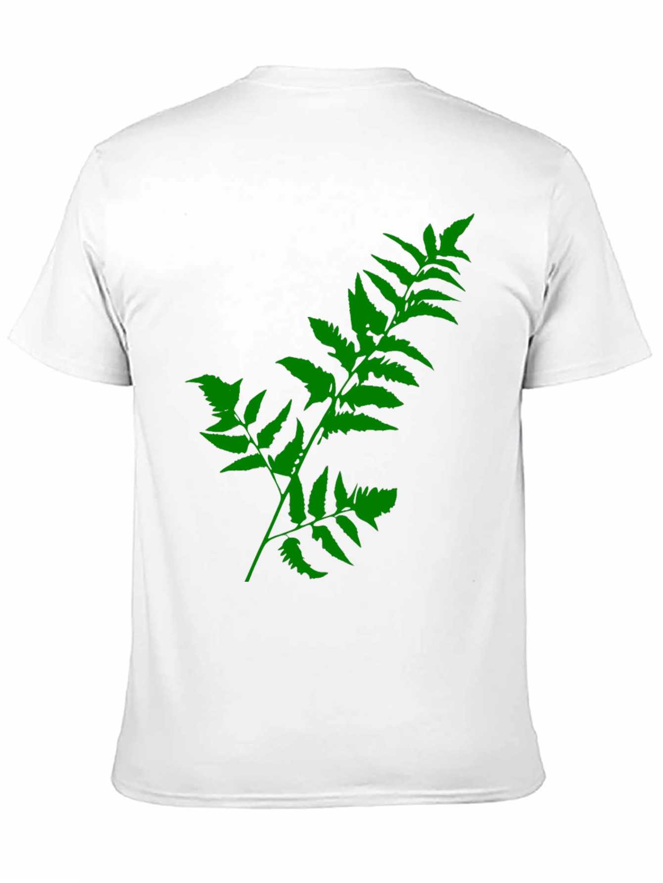 Green Fern Print Black T-Shirt