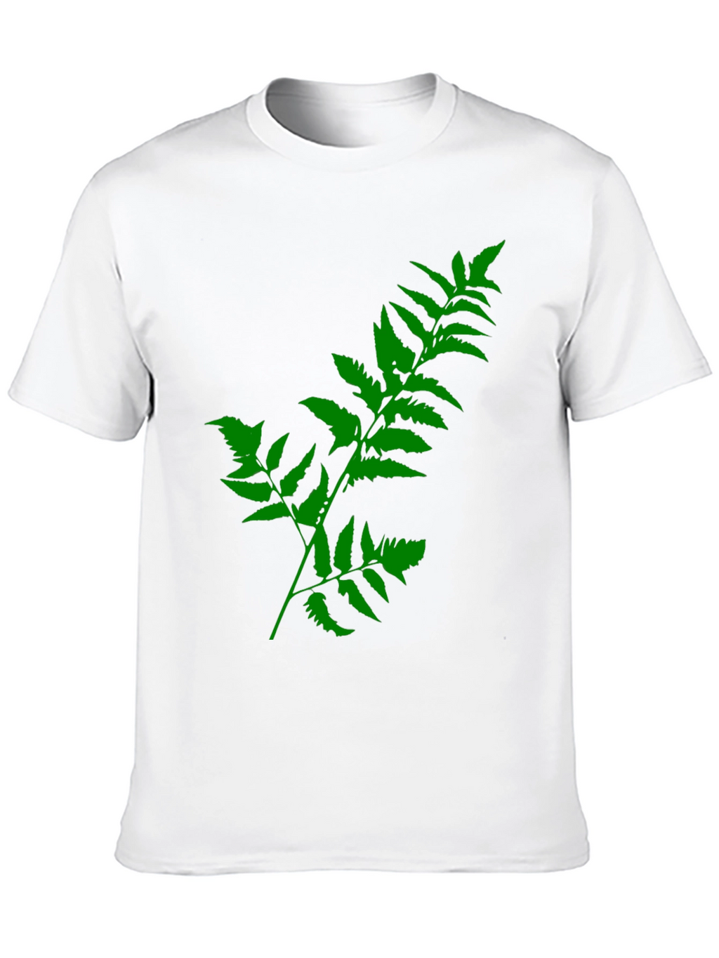 Green Fern Print Black T-Shirt