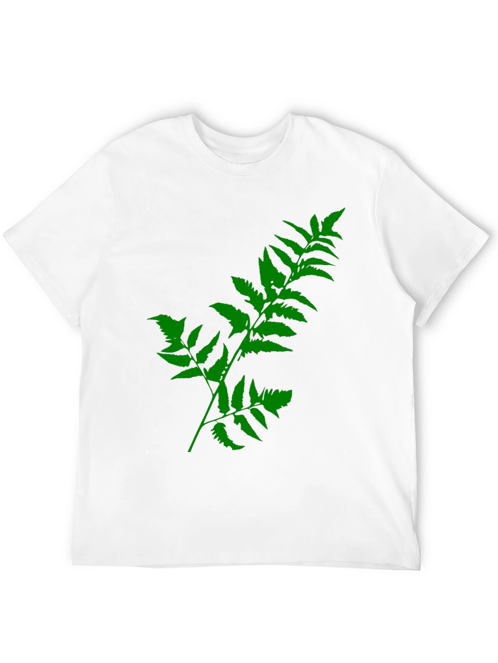 Green Fern Print Black T-Shirt