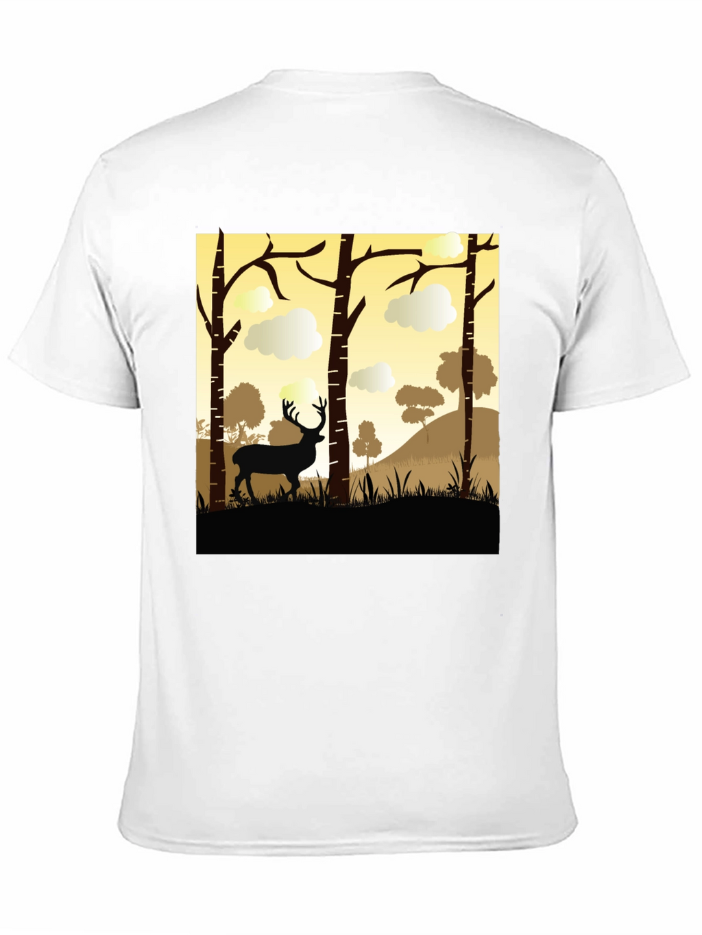 Black Deer Silhouette Forest Graphic Tee