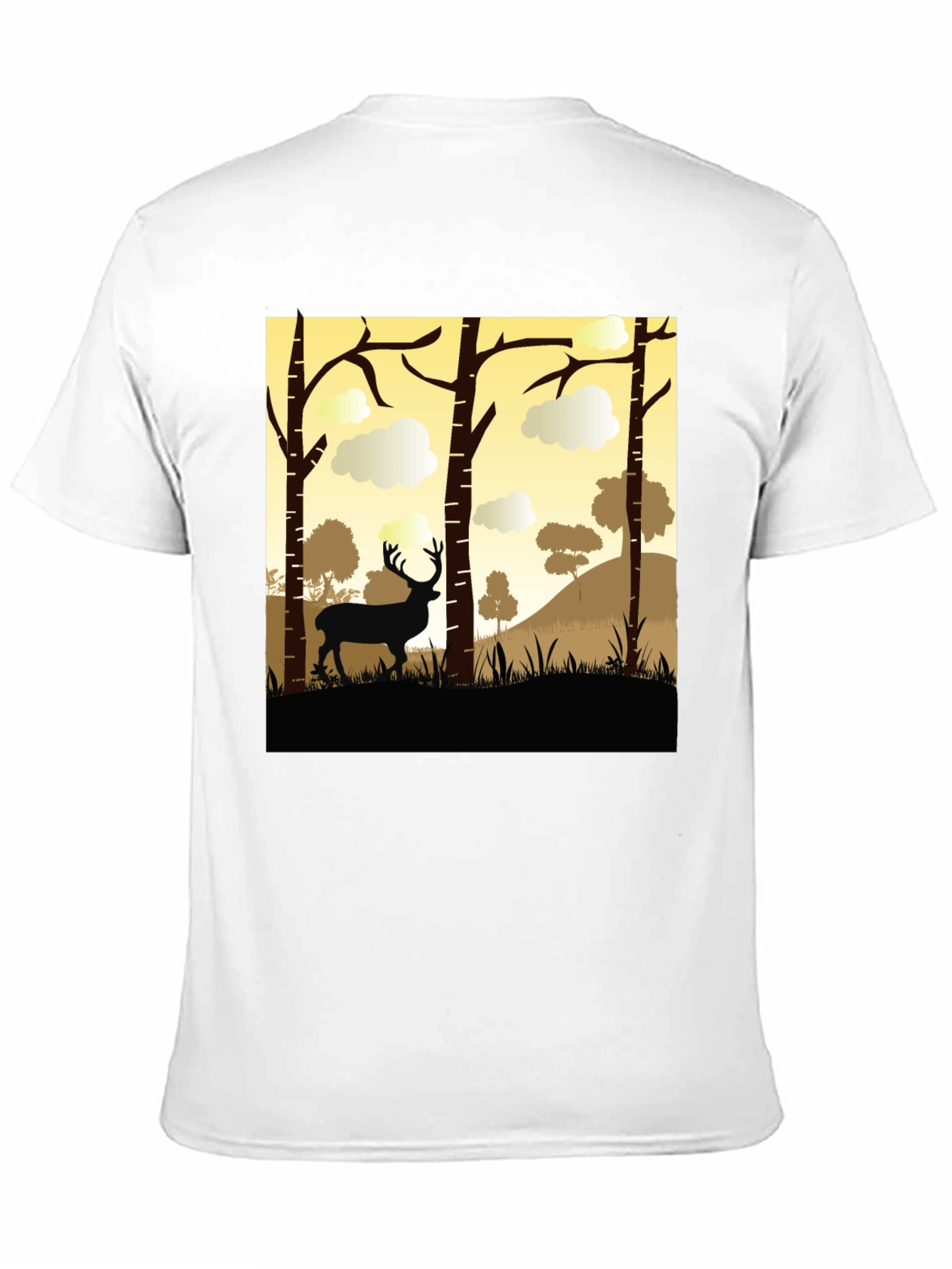 Black Deer Silhouette Forest Graphic Tee