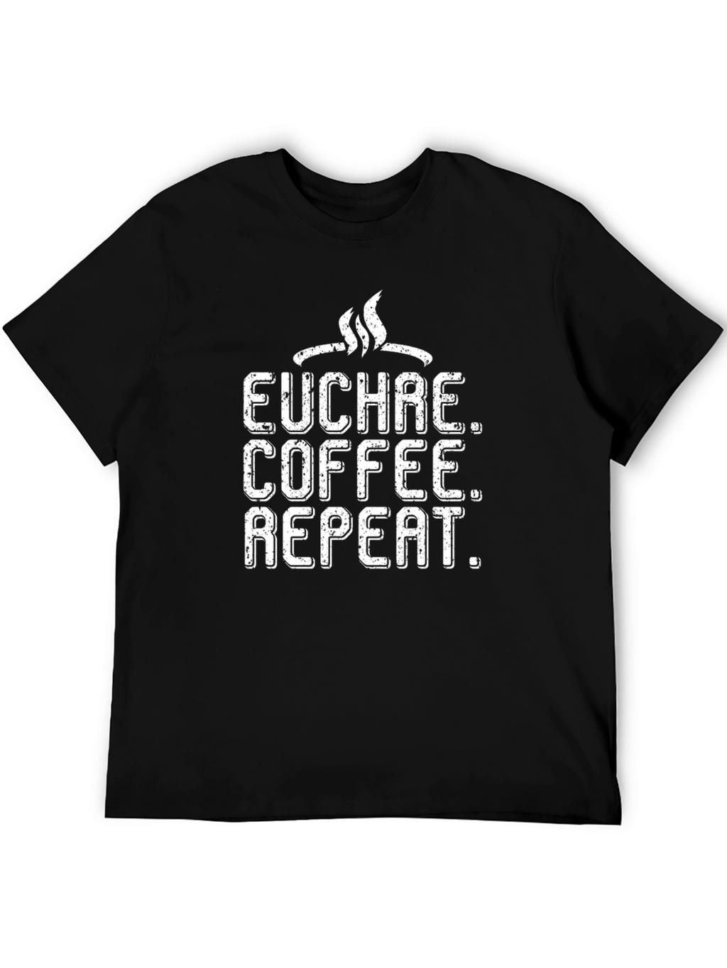 Euchre Coffee Repeat Graphic Tee - Black Cotton T-Shirt